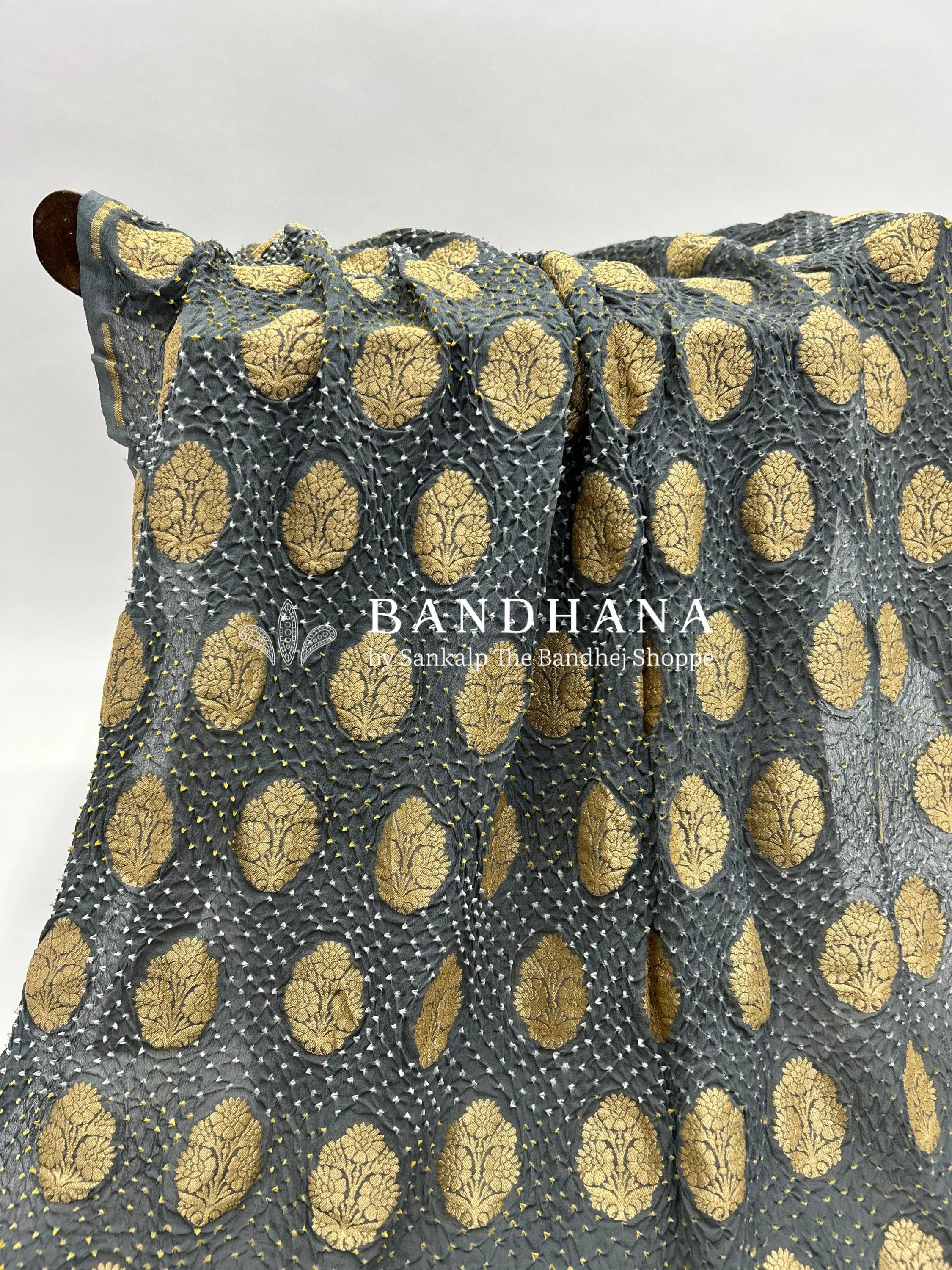 Grey Georgette Banarasi Bandhani Kurti Material grey / Georgette Dresses