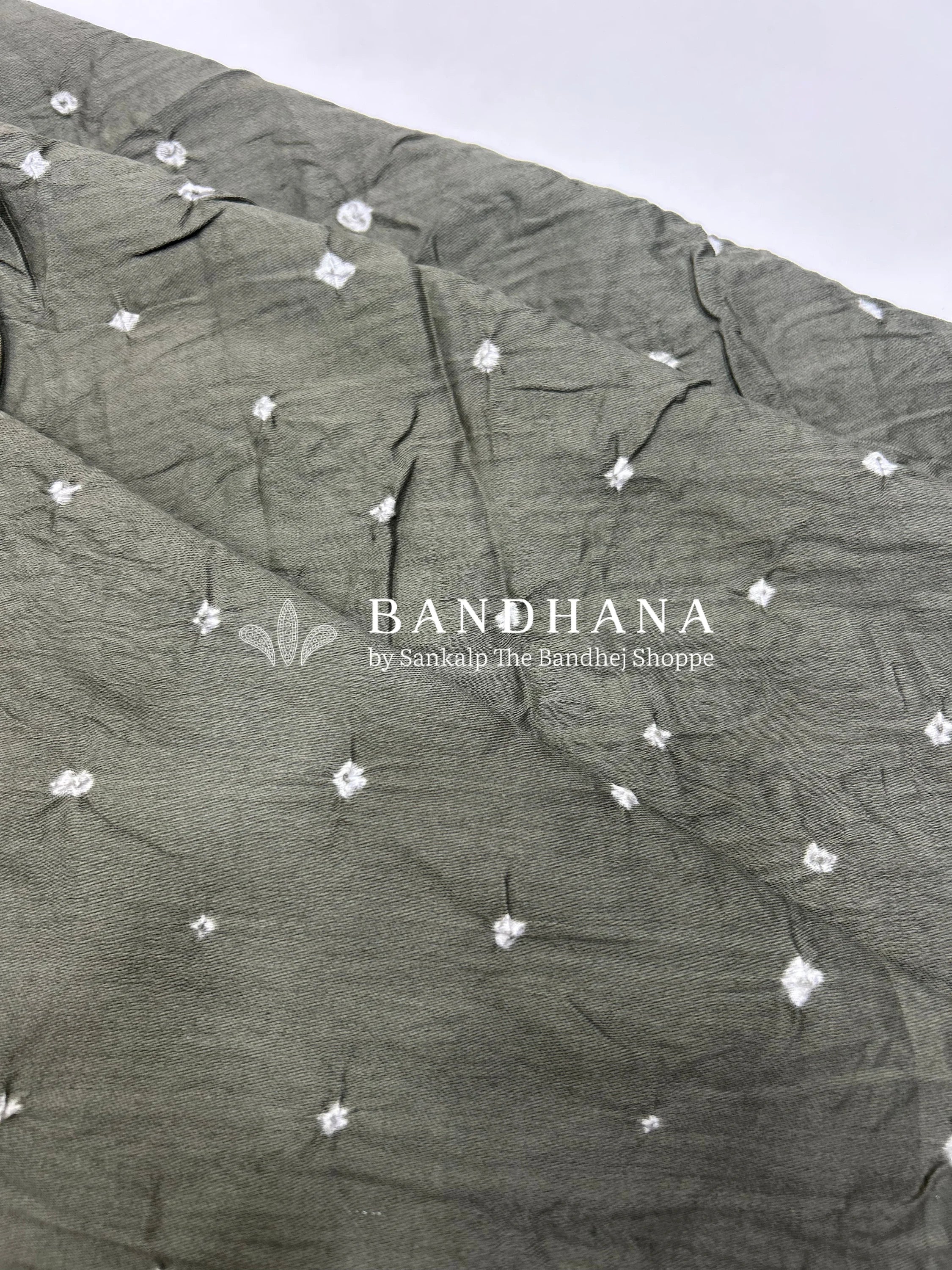 Grey Rama Cotton Fancy Work Bandhani Dress Material grey / Cotton Dresses