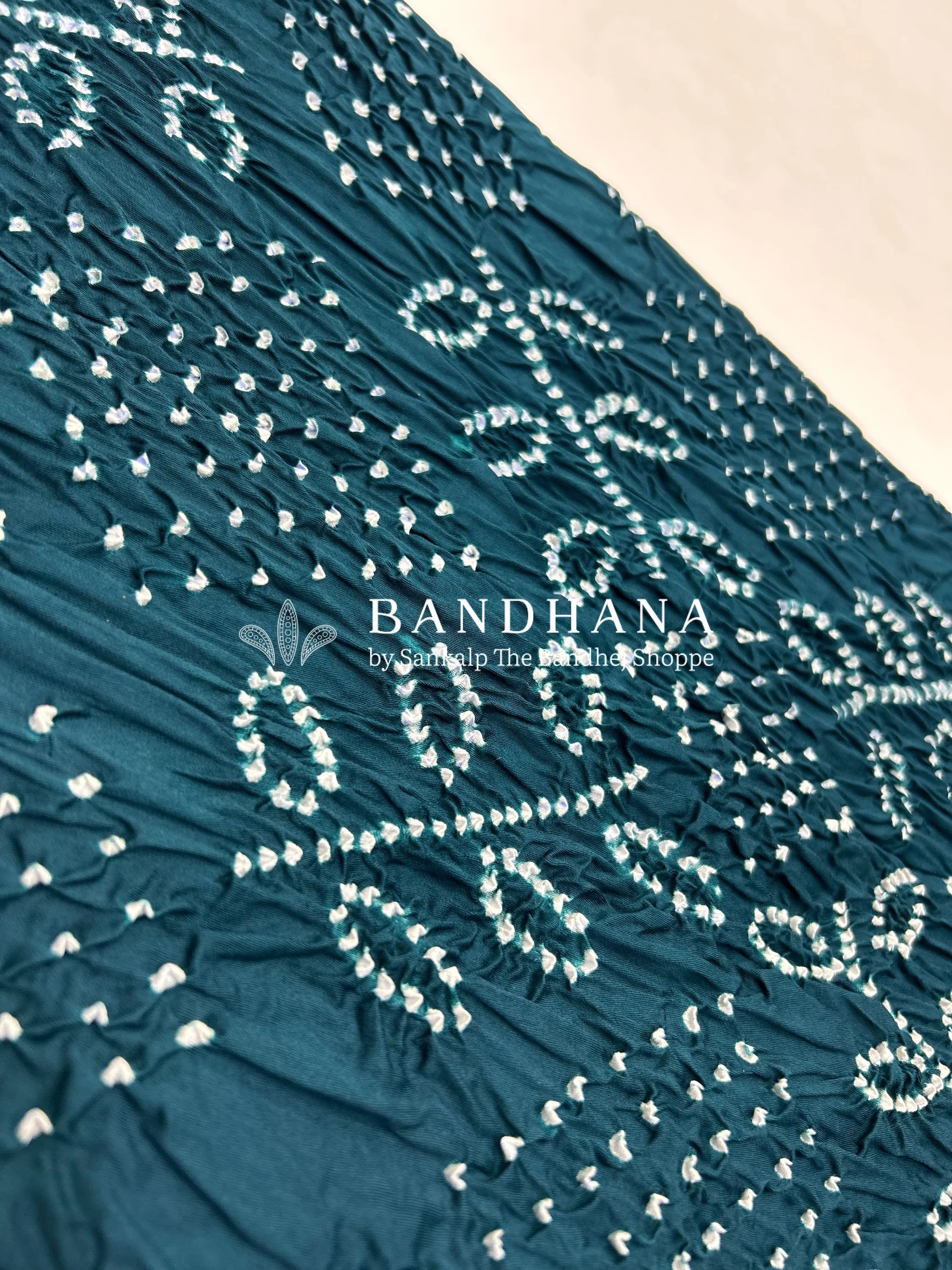 Indigo Ambadal Cotton Bandhani Dress Material teal / Cotton Dresses