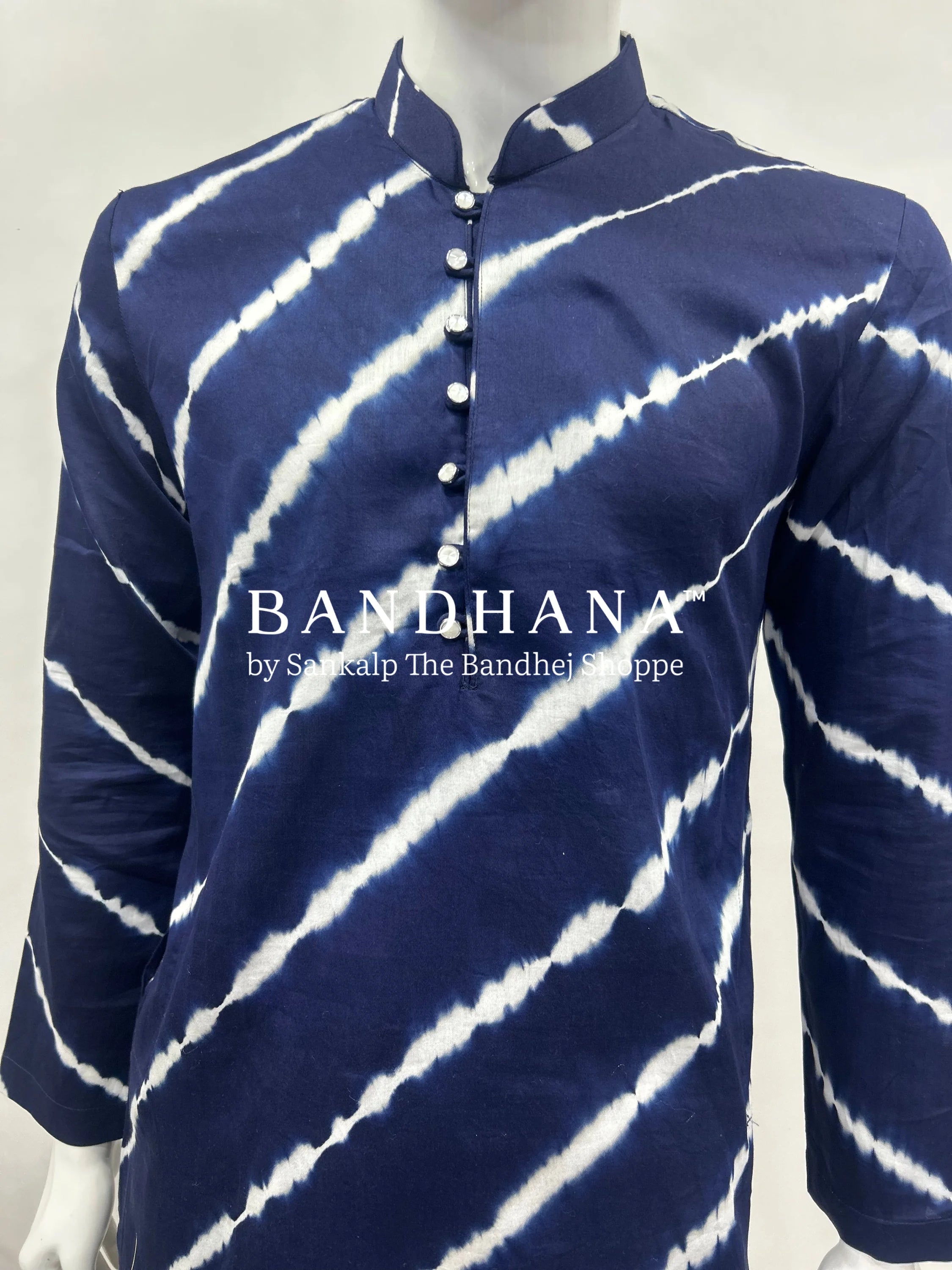 Indigo Blue Cotton Satin Men’s Kurta