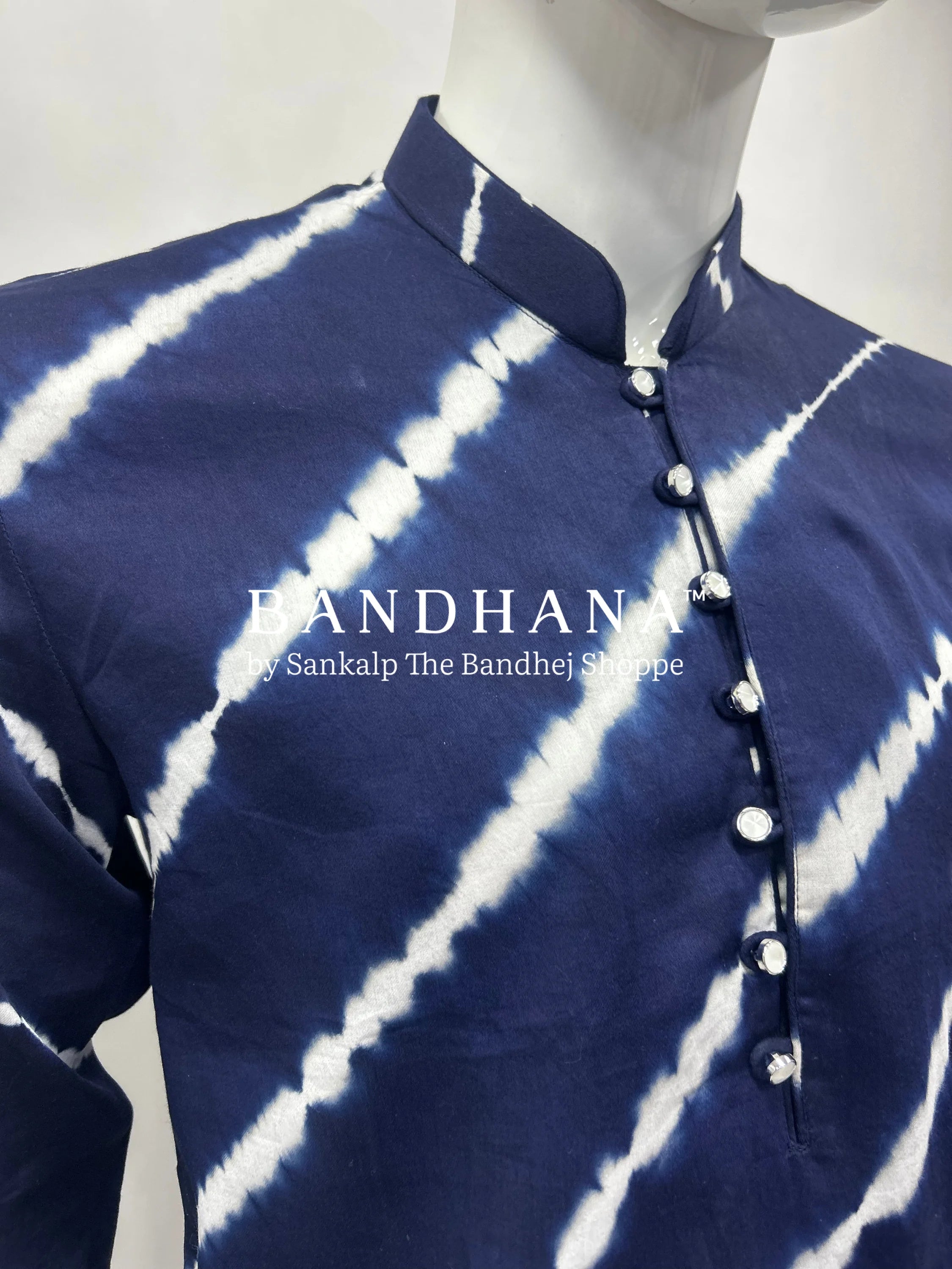 Indigo Blue Cotton Satin Men’s Kurta