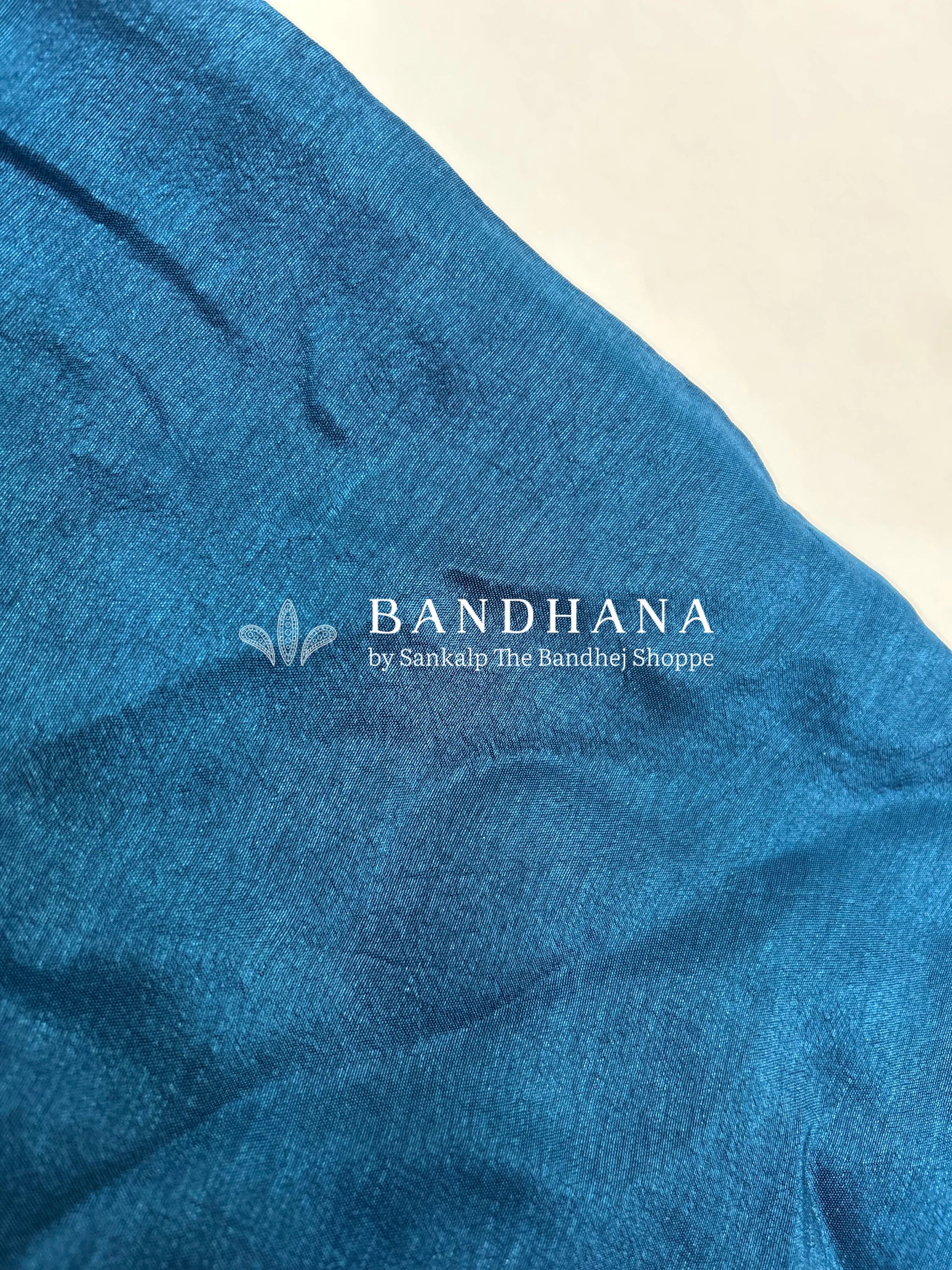 Indigo Dola Silk Bandhani Dress Material dodgerblue / Dola Silk Dresses