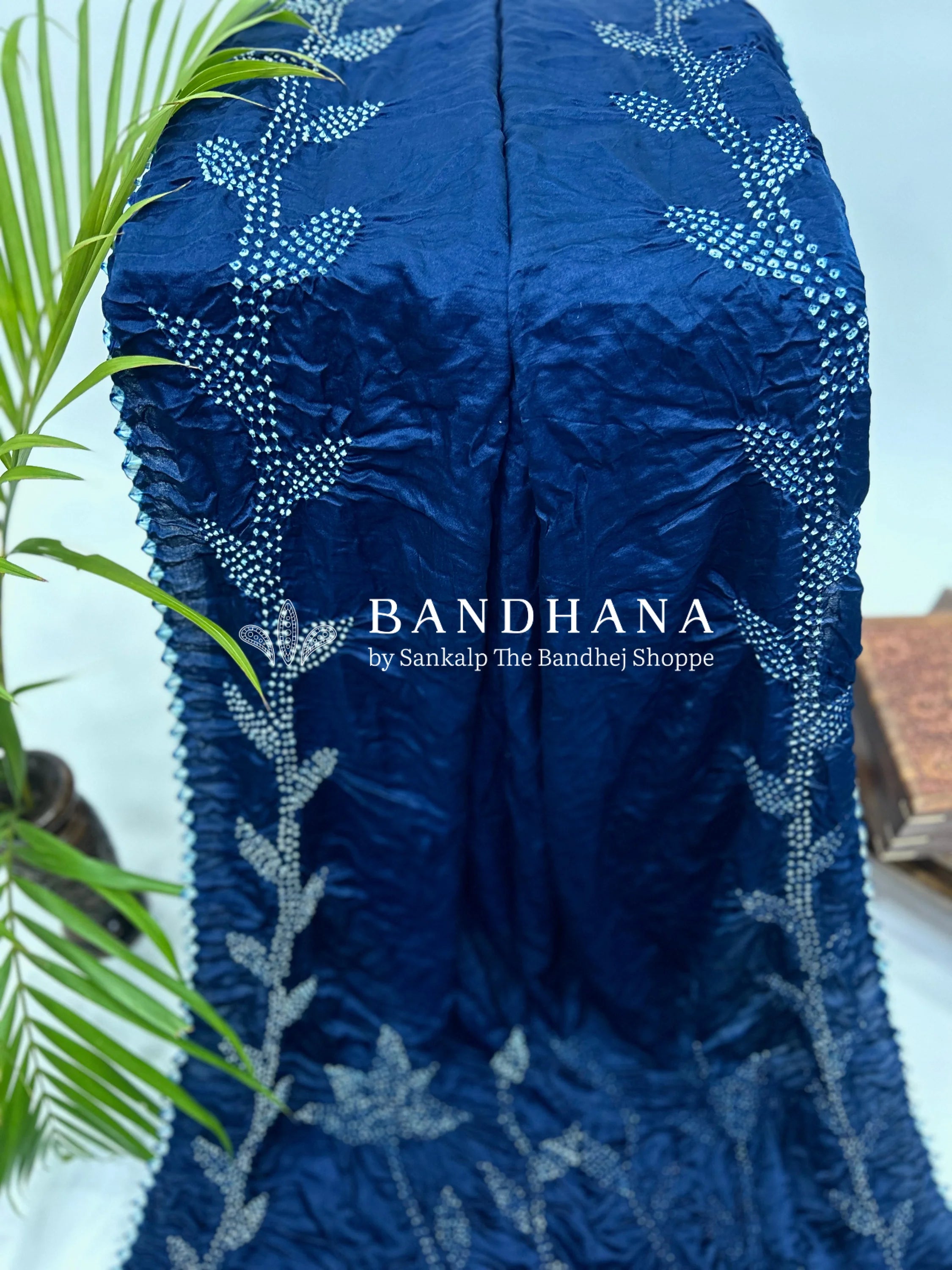 Navy Blue Gajji Designer Bandhani Saree Sarees