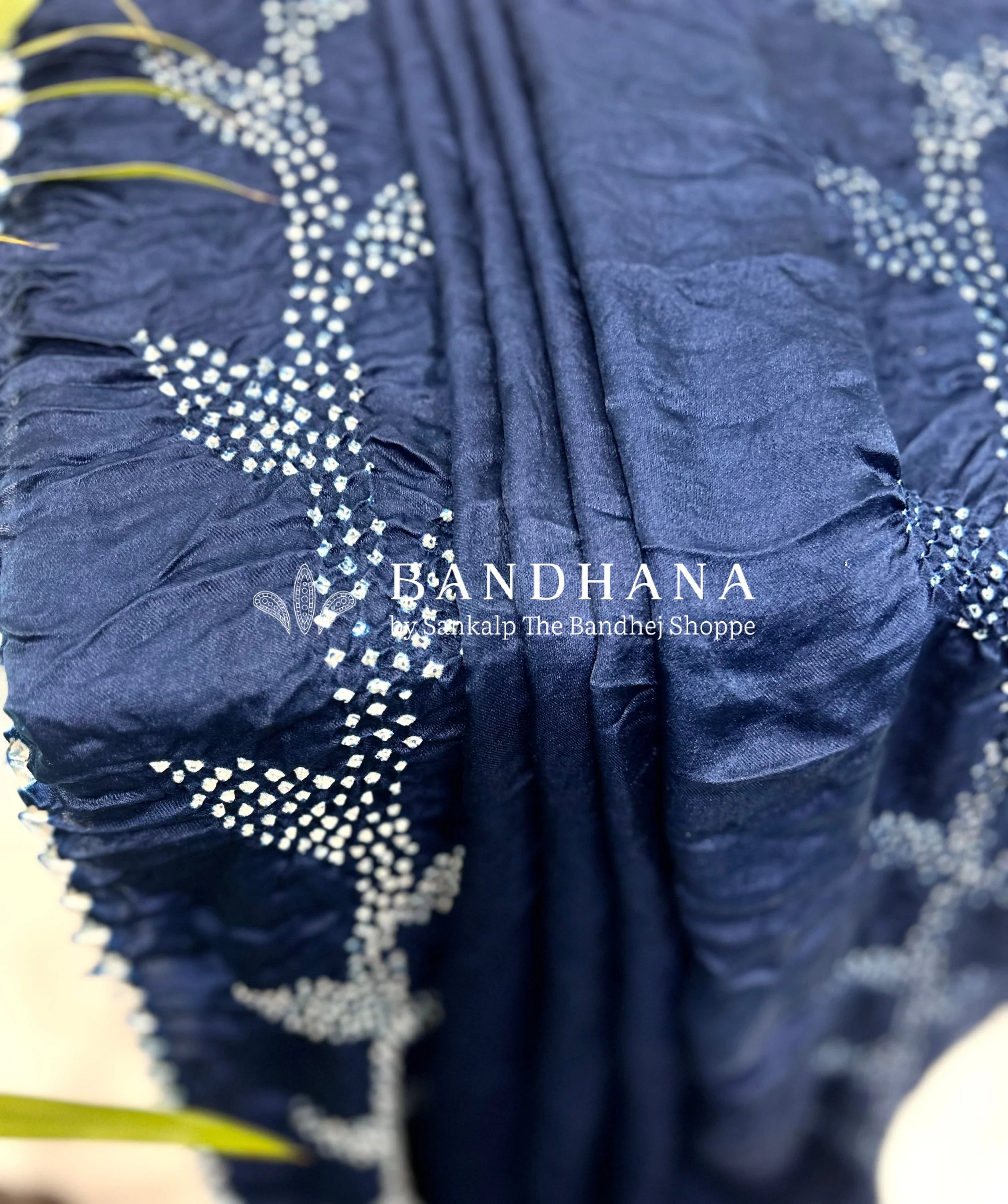 Navy Blue Gajji Designer Bandhani Saree Sarees