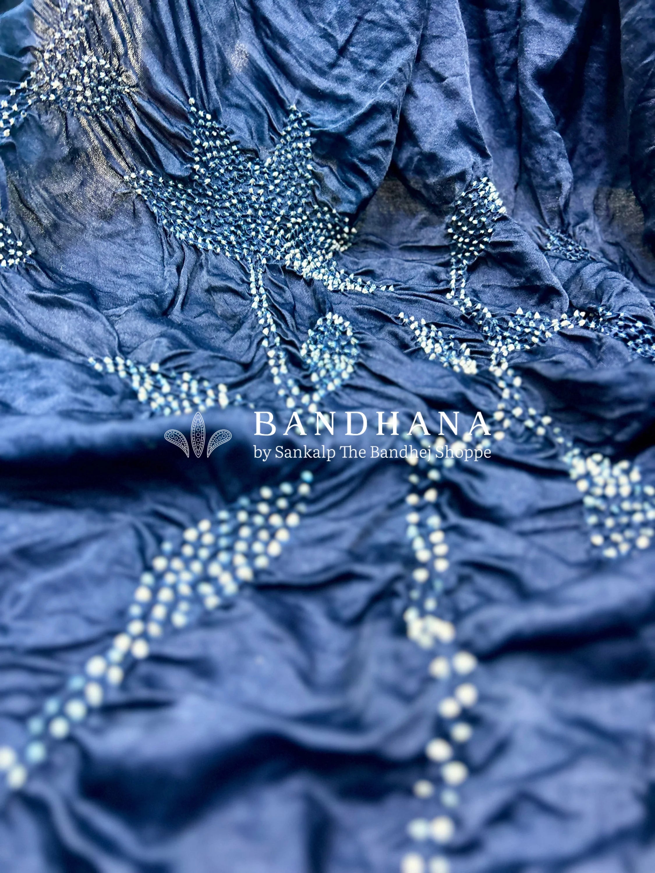 Navy Blue Gajji Designer Bandhani Saree Sarees