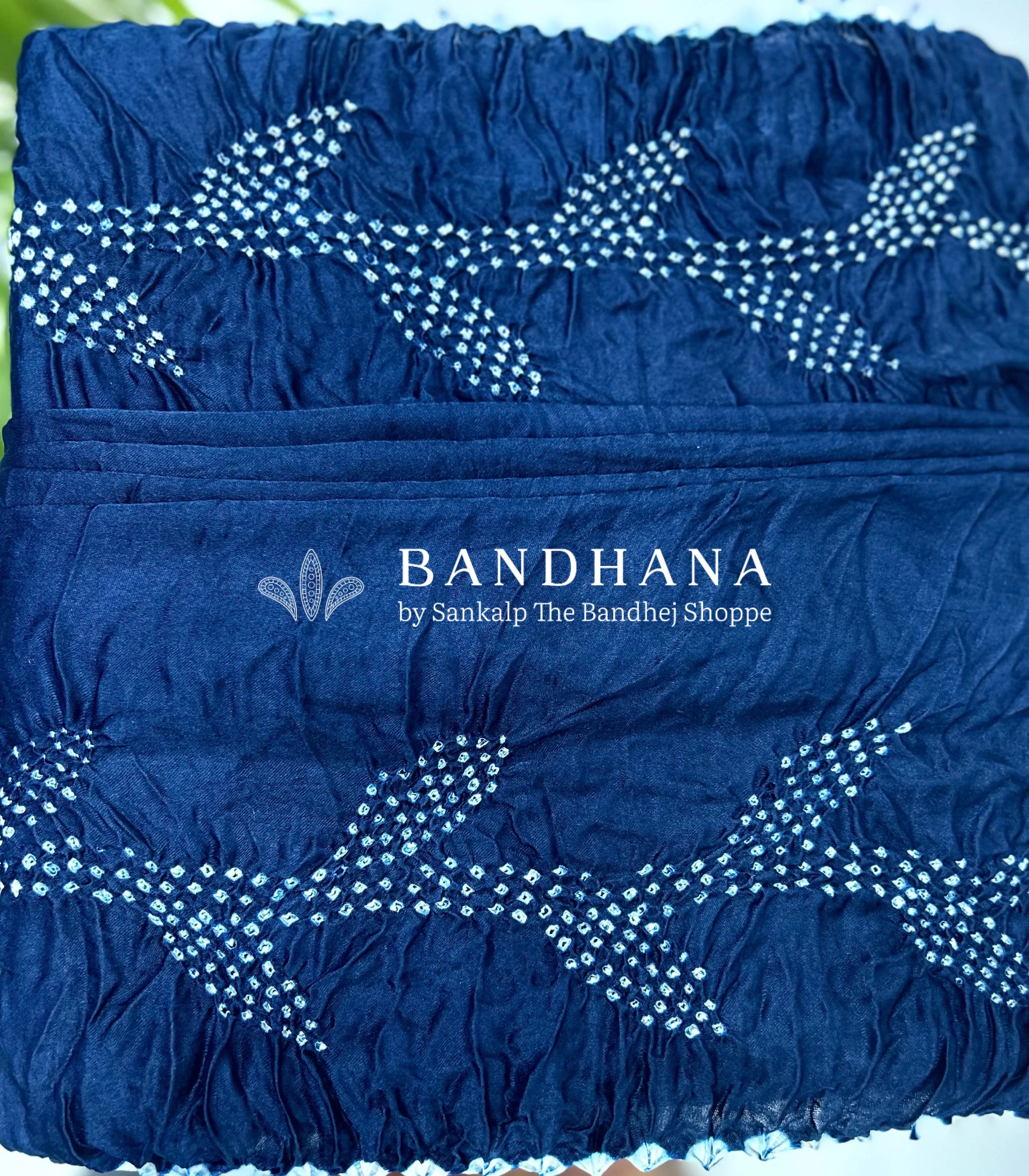 Navy Blue Gajji Designer Bandhani Saree Sarees