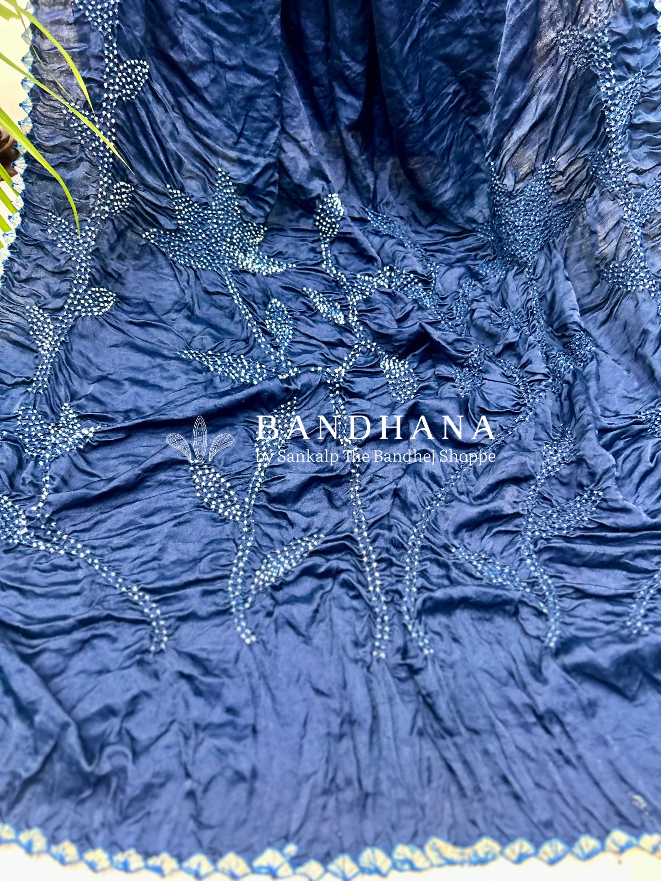 Navy Blue Gajji Designer Bandhani Saree Sarees