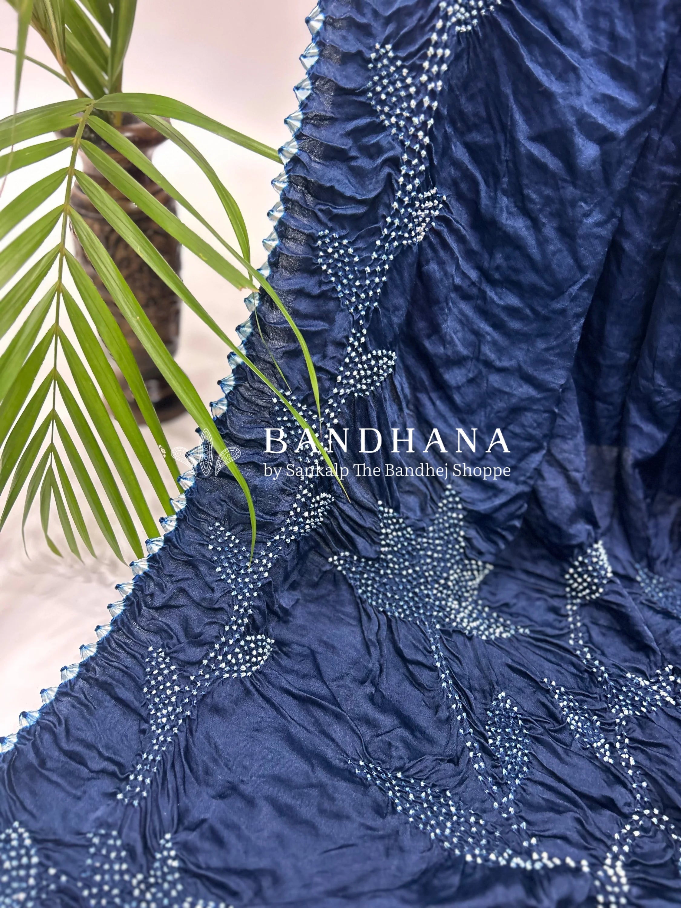 Navy Blue Gajji Designer Bandhani Saree Sarees