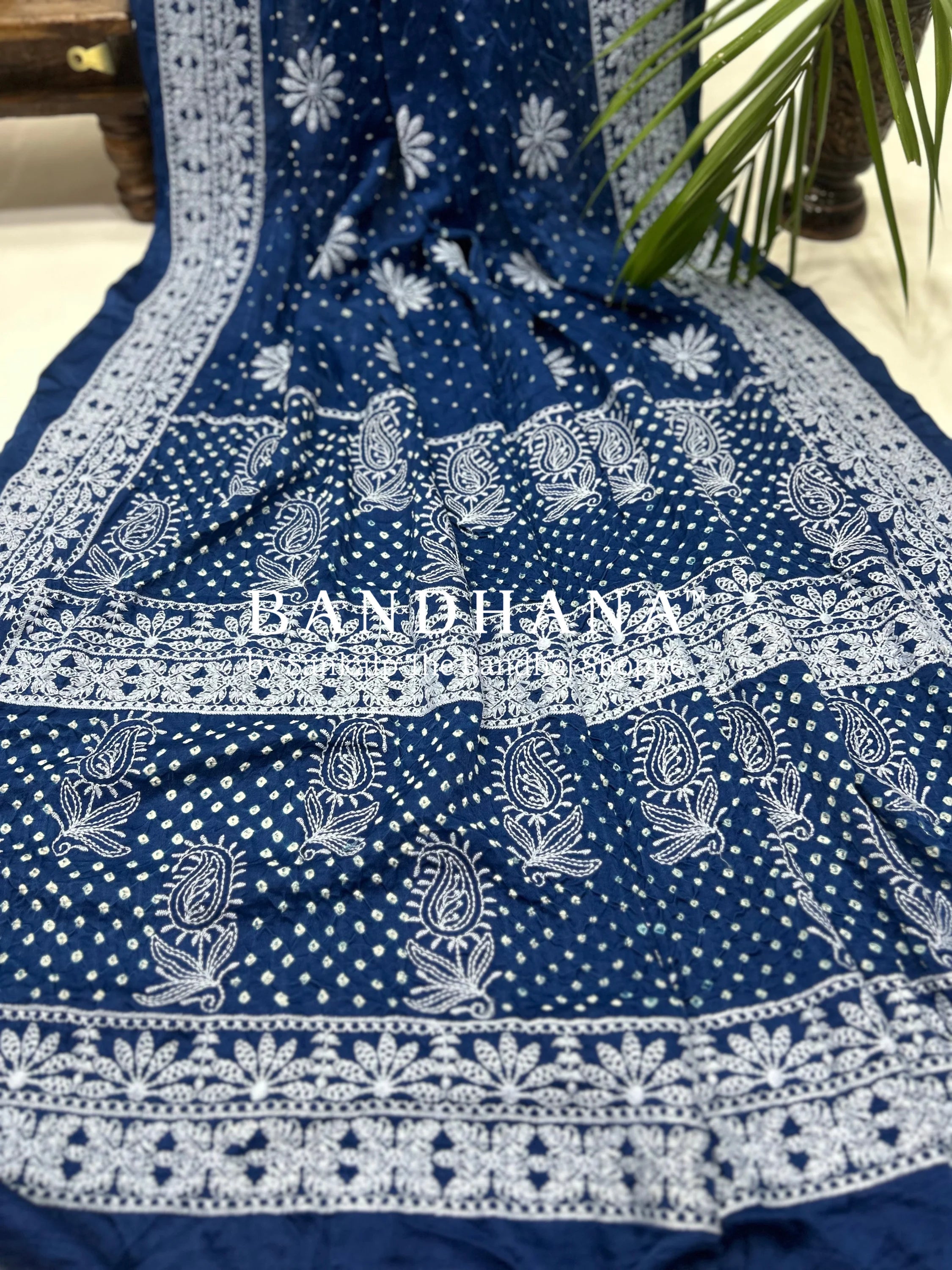 Timeless Blue Bandhani Gajji Silk Elegance Saree Sarees