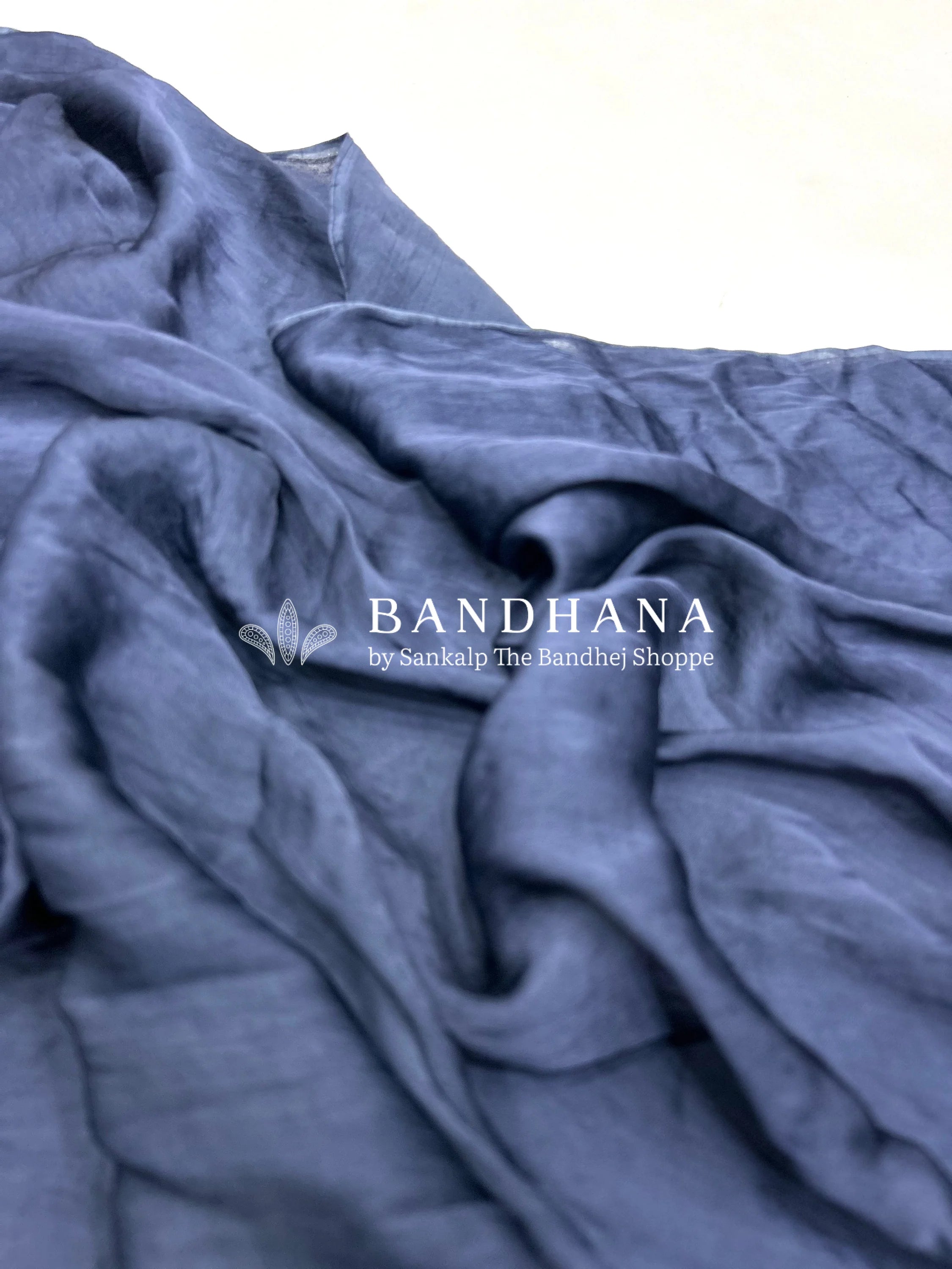 Indigo-White Modal Ambadaal Dress Material navy / Modal Silk Dresses