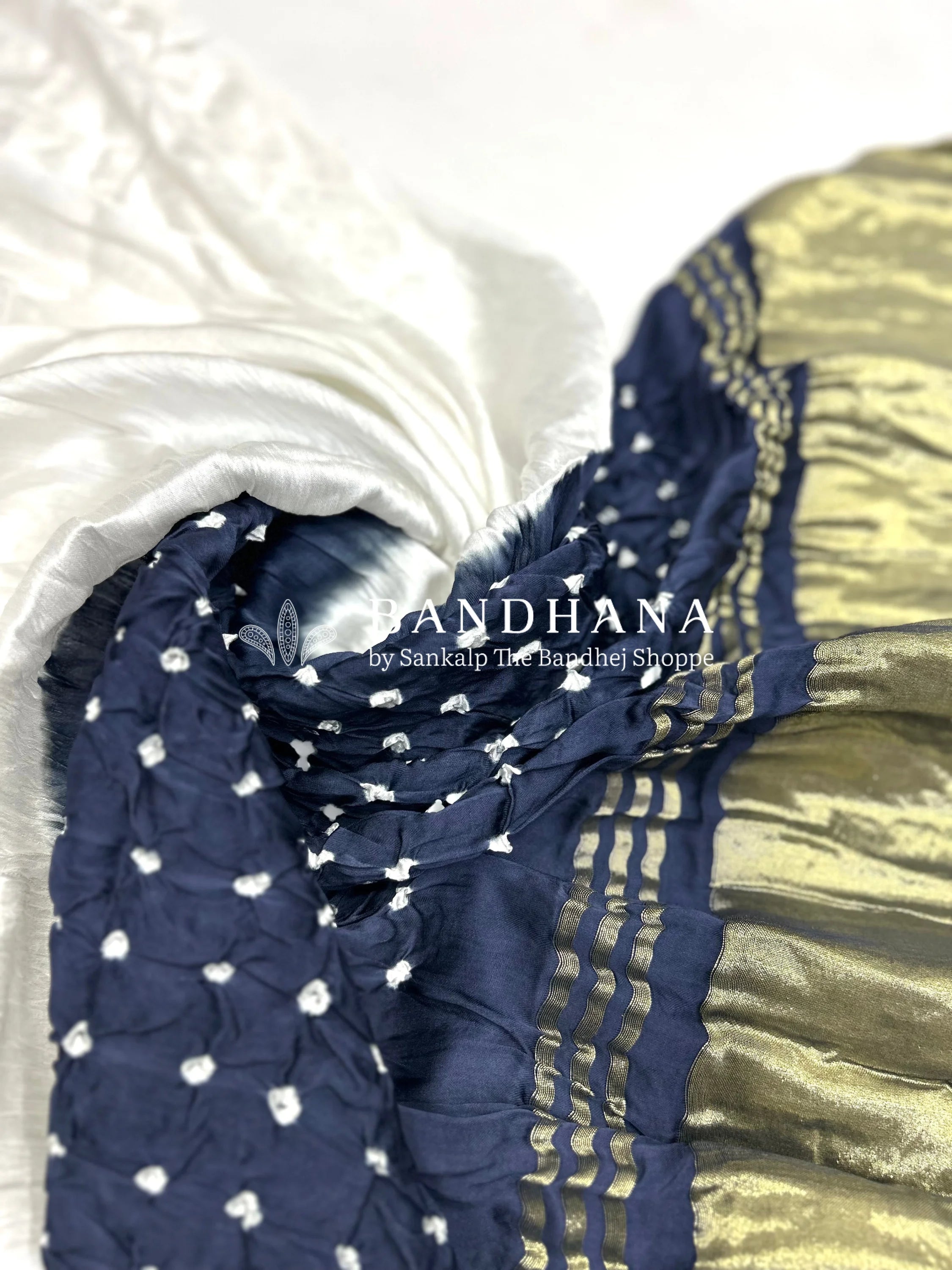 Indigo-White Modal Ambadaal Dress Material navy / Modal Silk Dresses
