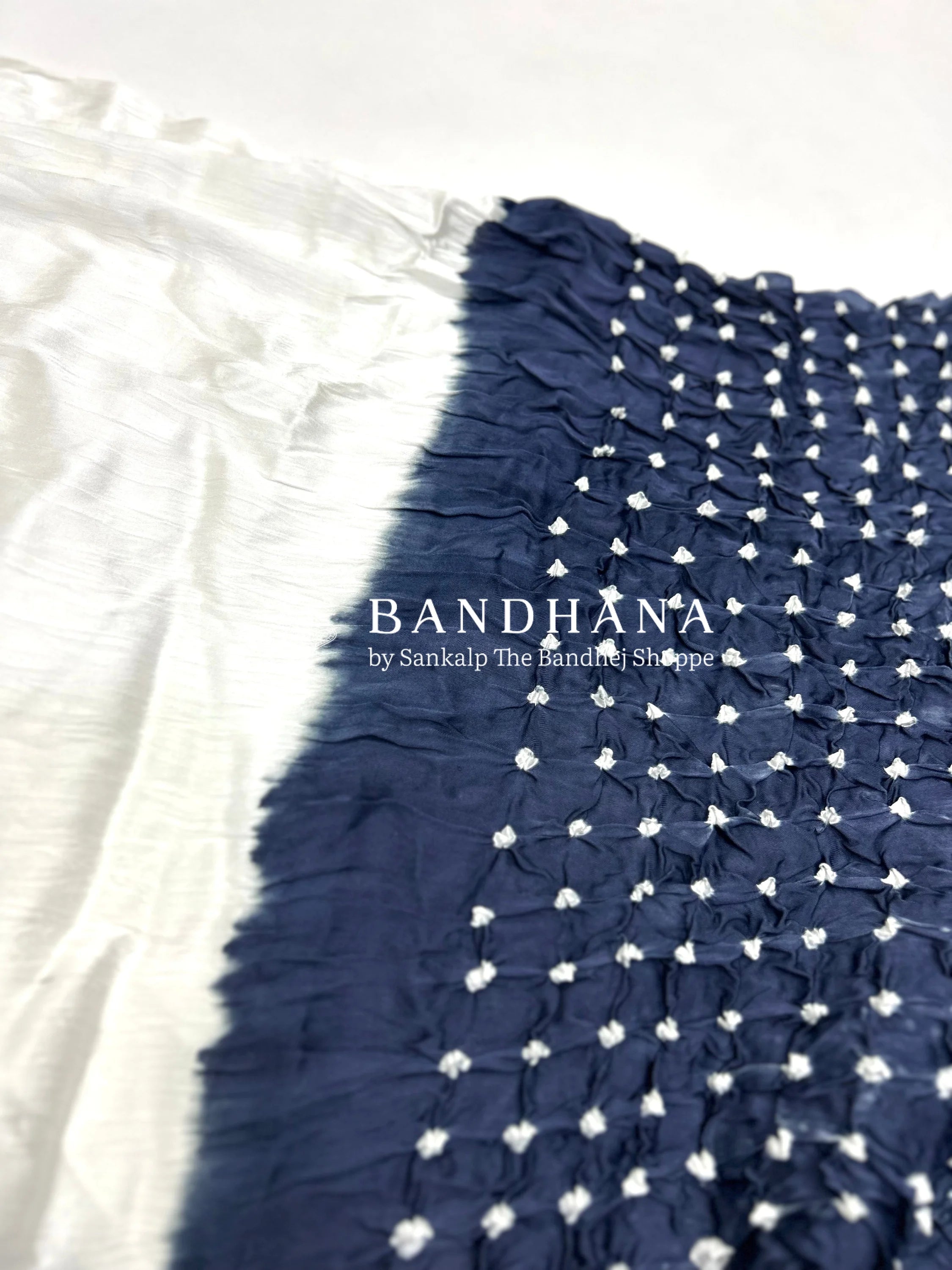 Indigo-White Modal Ambadaal Dress Material navy / Modal Silk Dresses