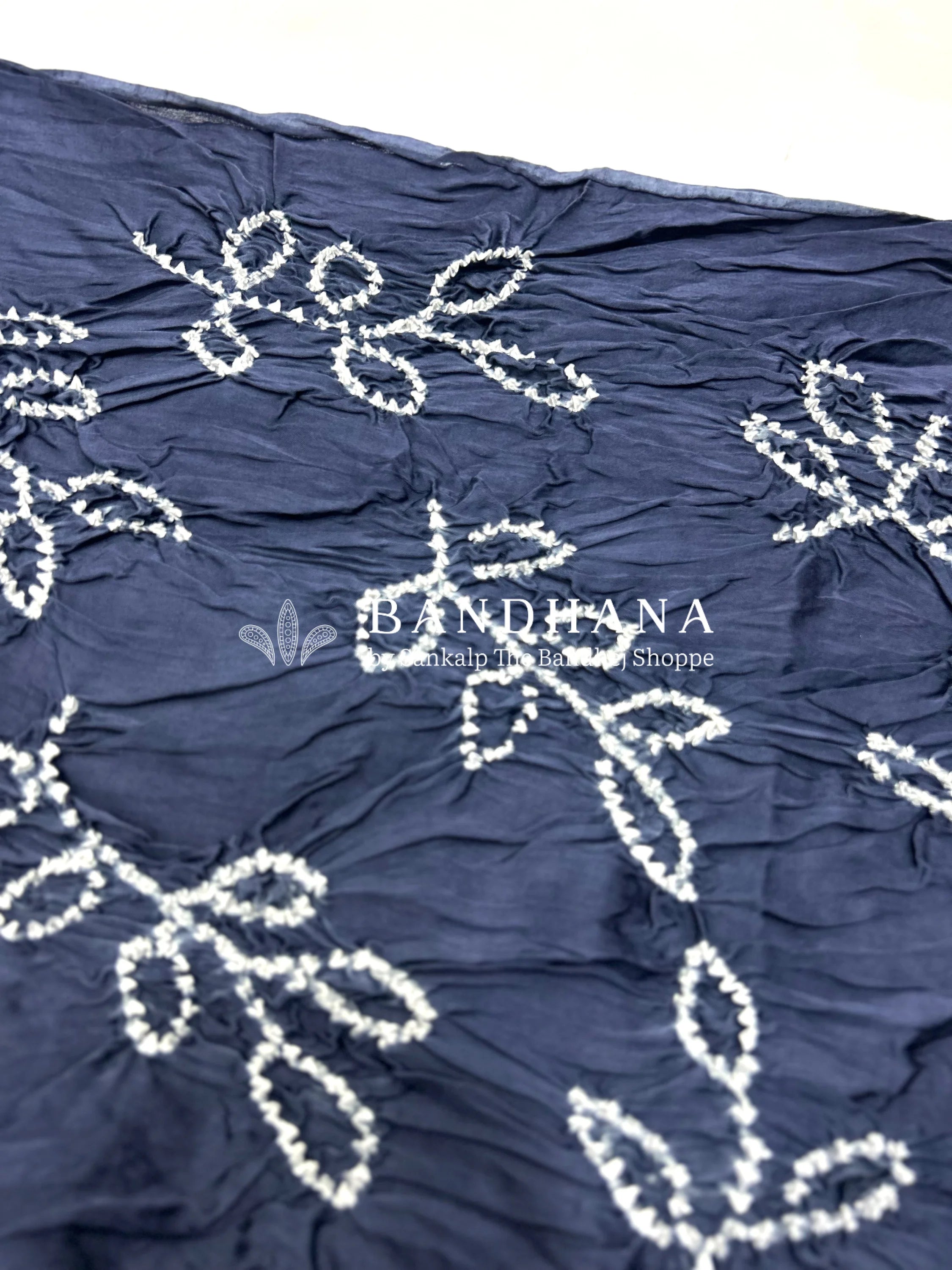 Indigo-White Modal Ambadaal Dress Material navy / Modal Silk Dresses