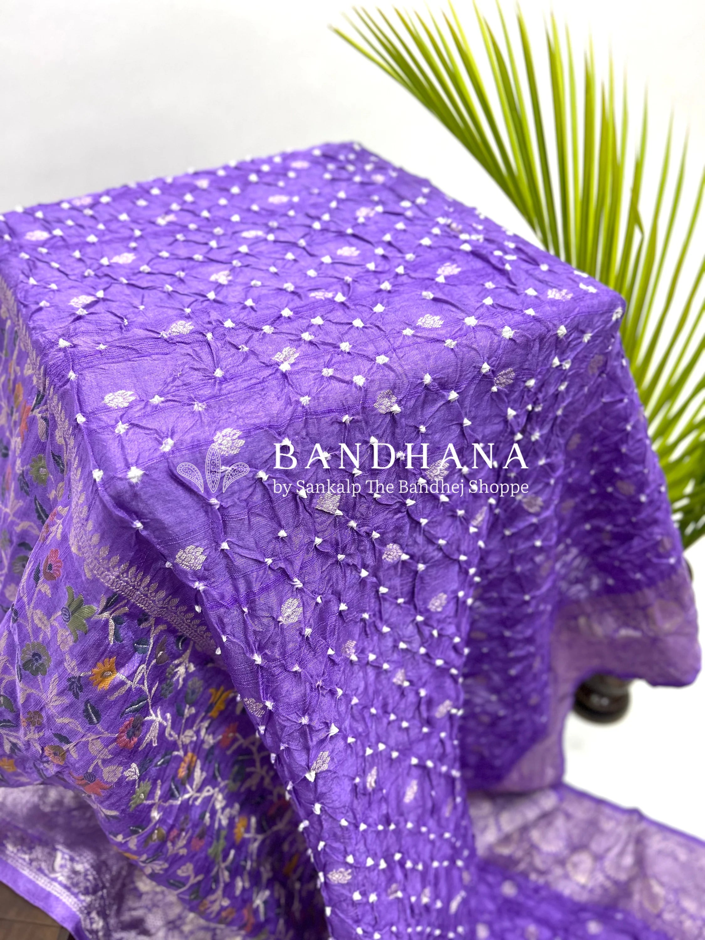 Lavender Art Tussar Silk Bandhani Saree Sarees