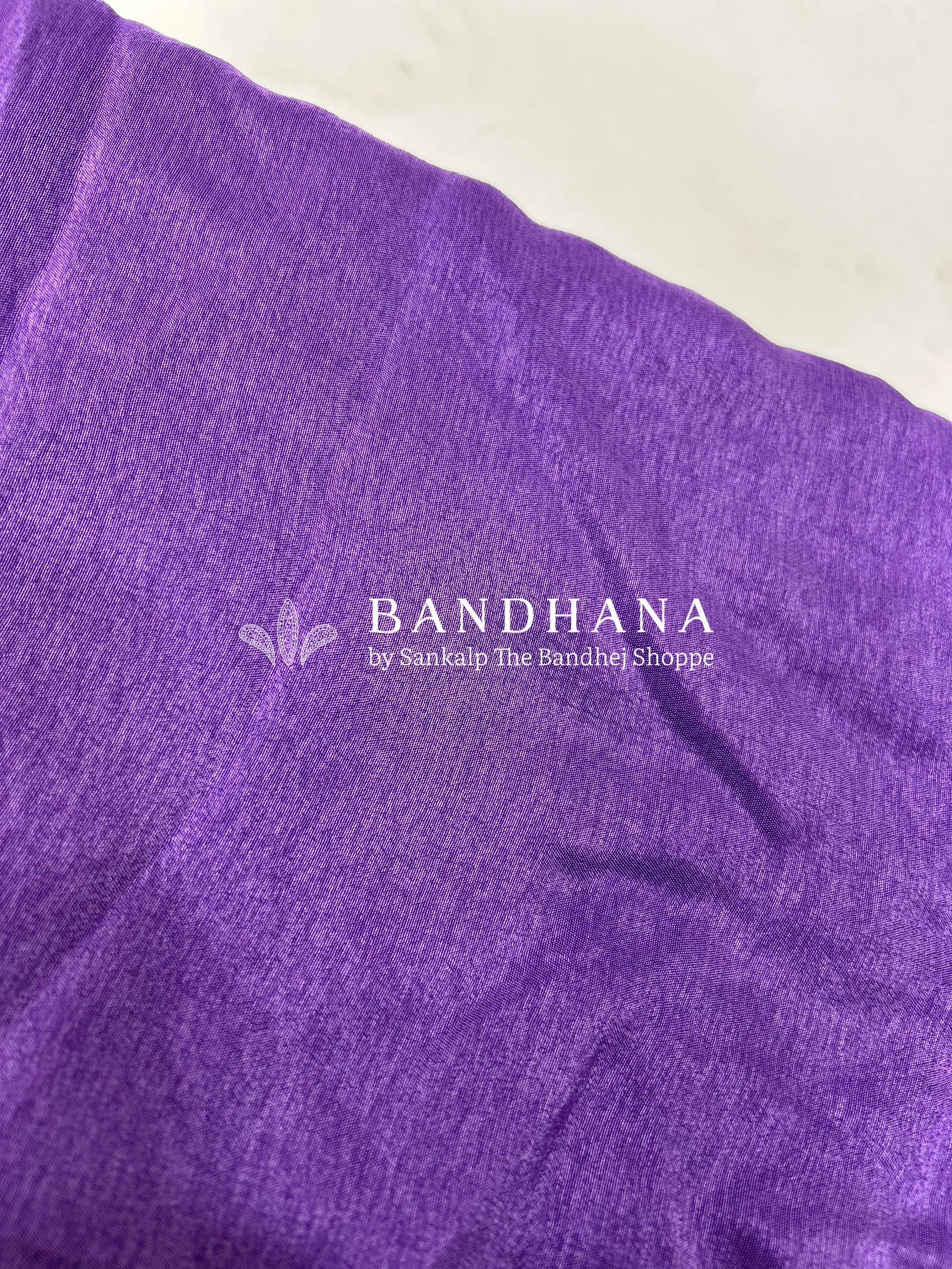 Lavender Dola Silk Bandhani Dress Material mediumpurple / Dola Silk Dresses