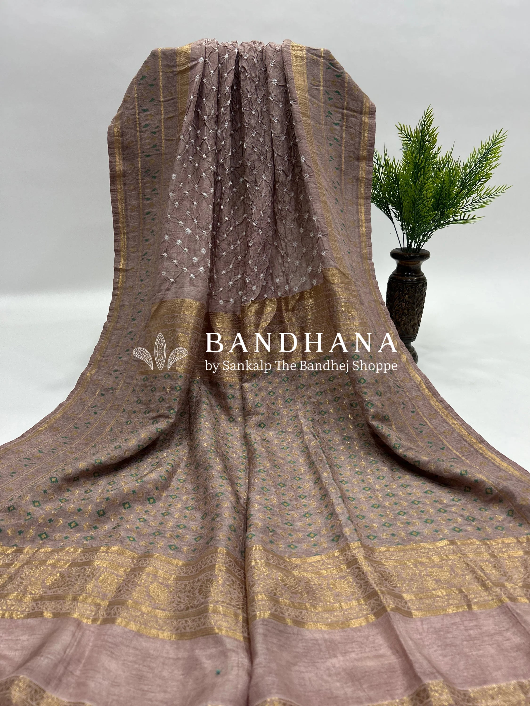 Light Onion Pink Color Malai Silk Single Dot Bandhani Saree lightpink / Malai Silk Sarees