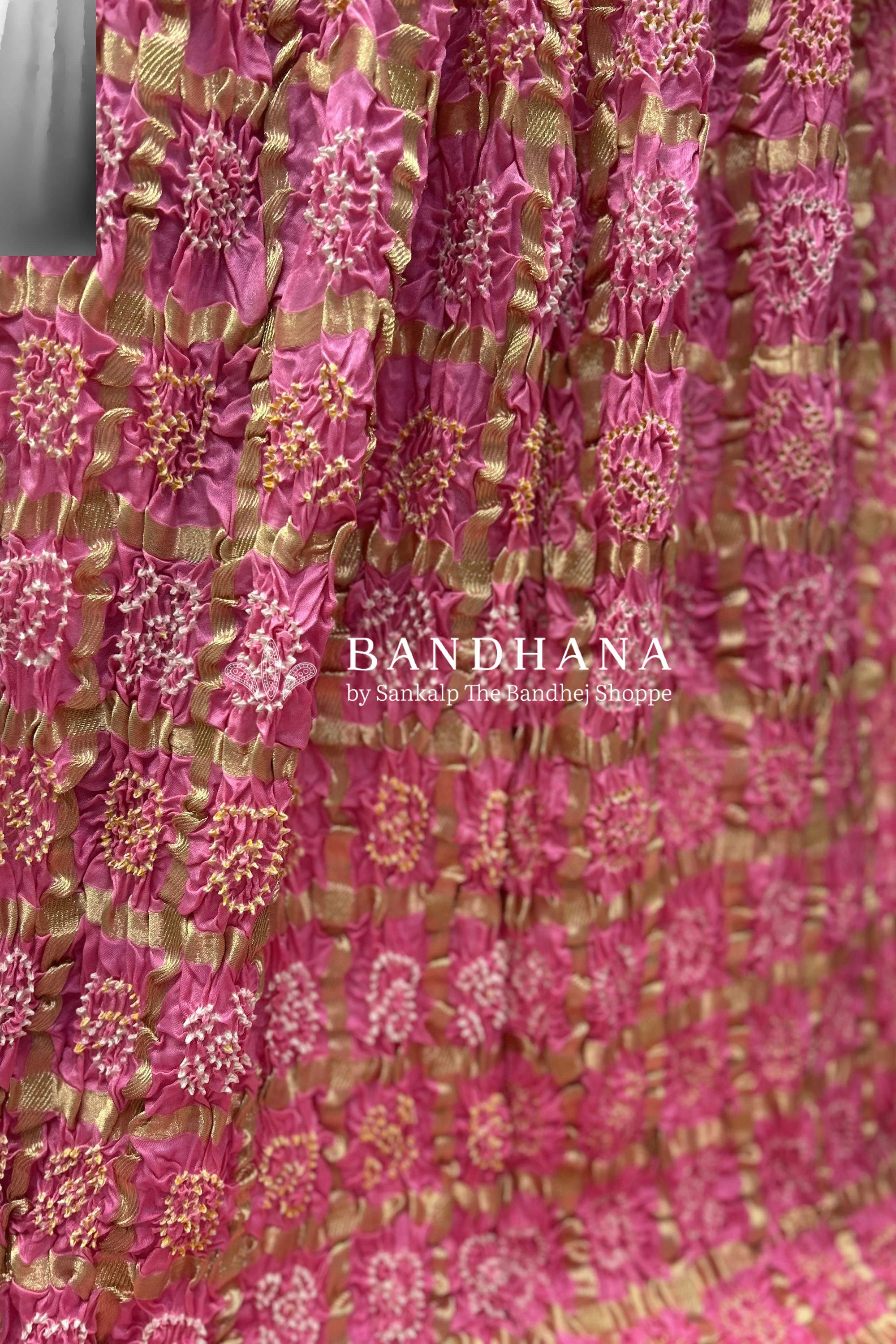 Light Pink Gajji Garchola Bandhani Saree Sarees