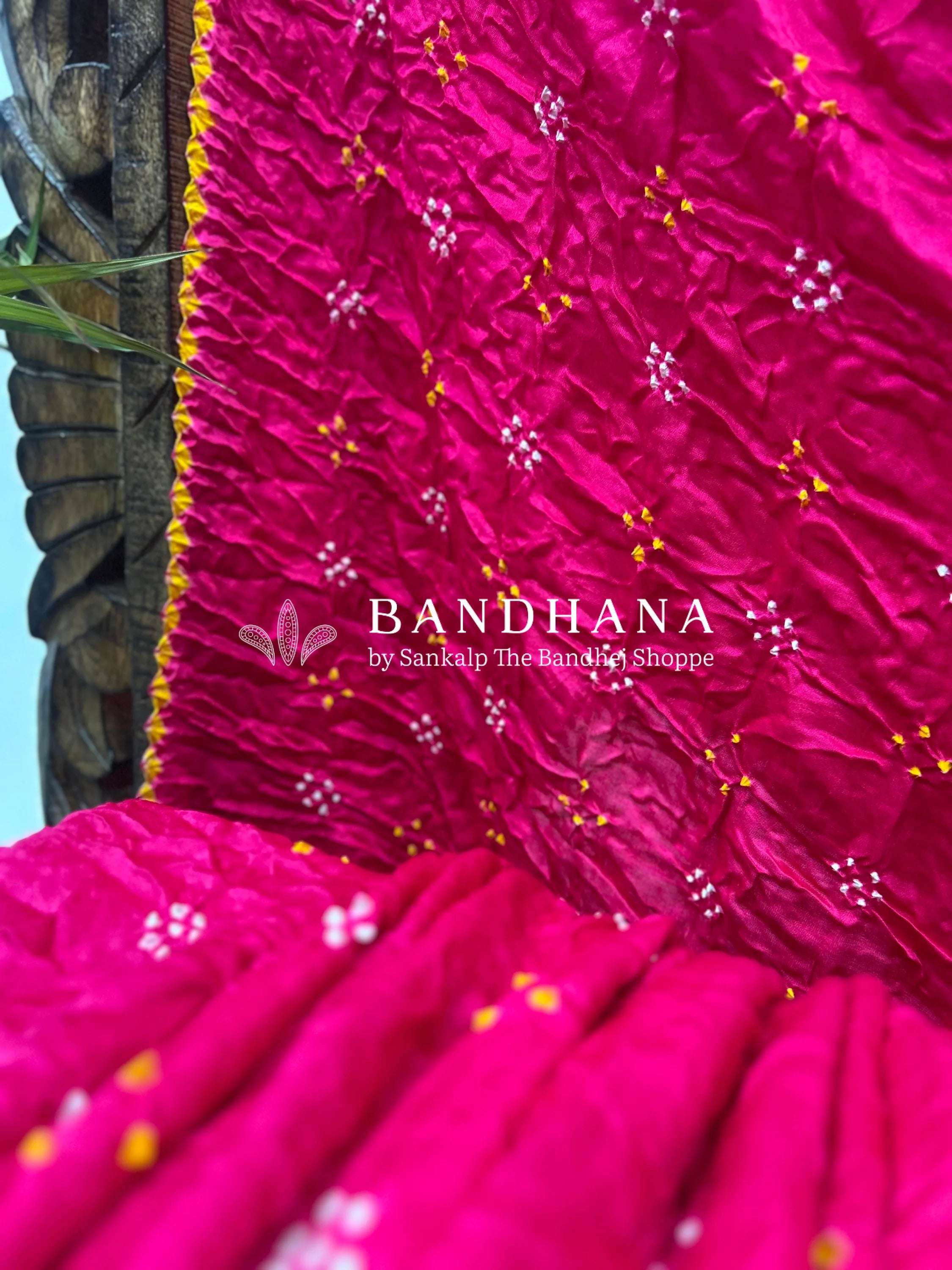 Light Pink Mor Palav Gajji Designer Bandhani Saree Sarees