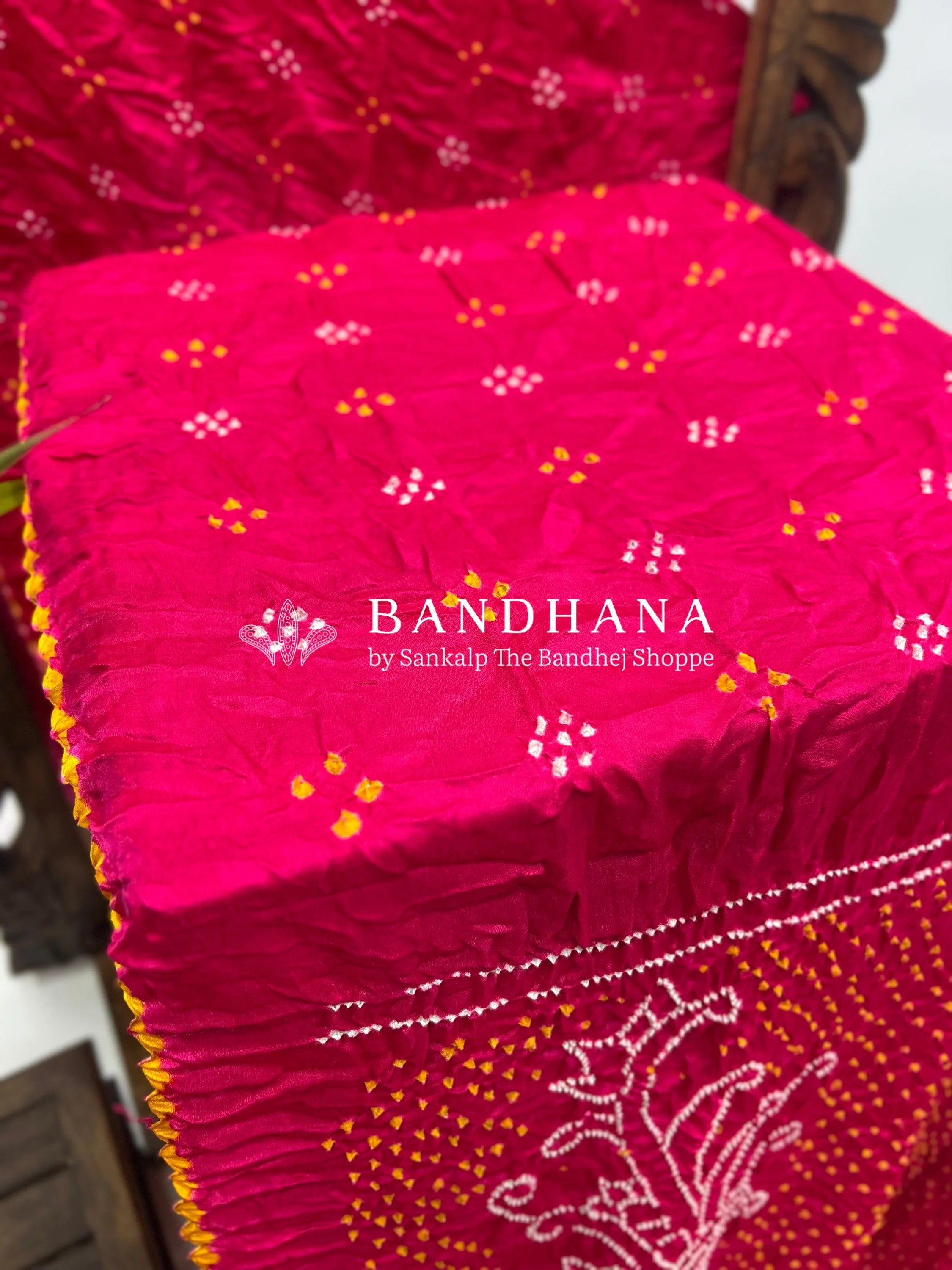 Light Pink Mor Palav Gajji Designer Bandhani Saree Sarees