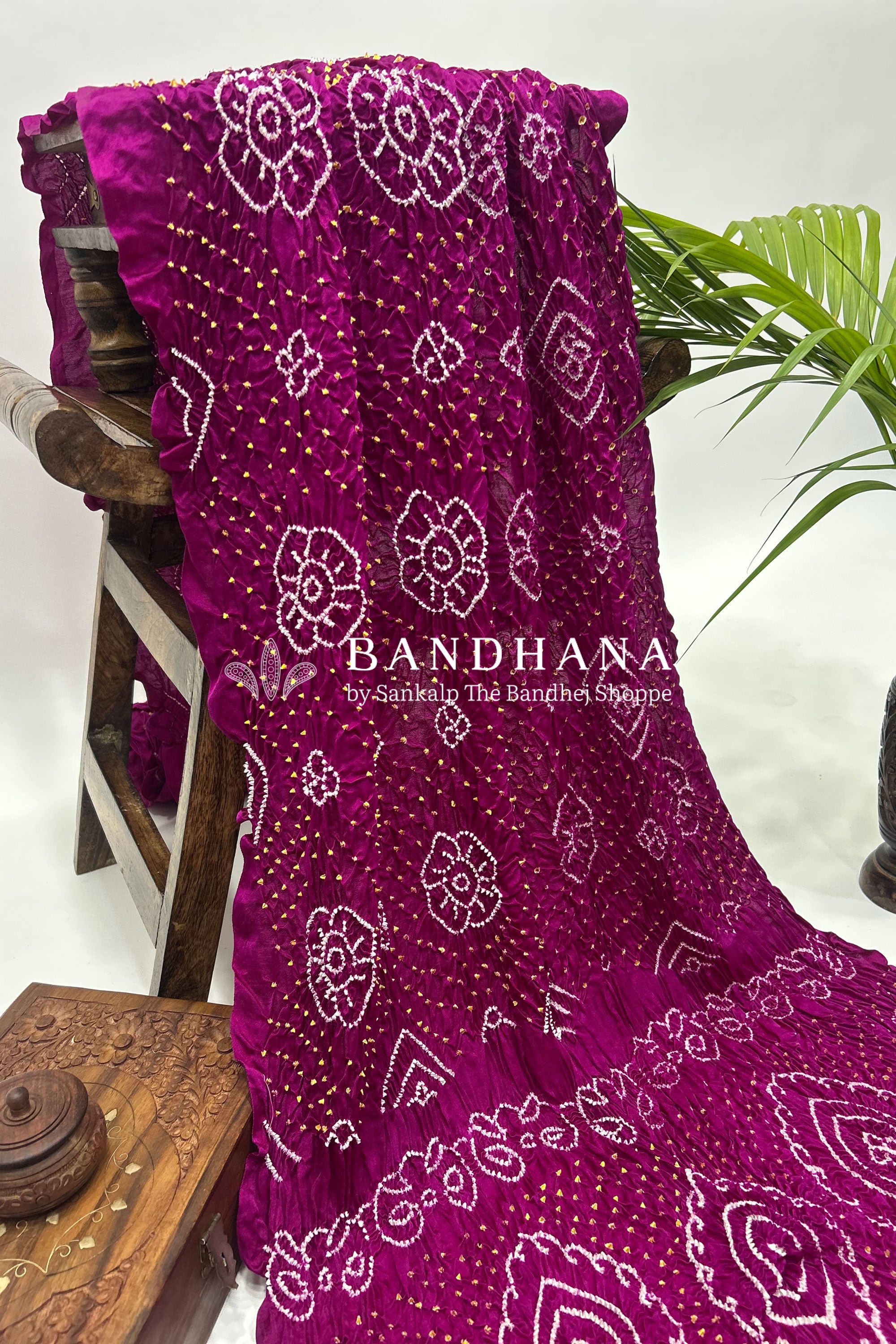 Maganta Gajji Fancy Rai Bandhani Saree Sarees