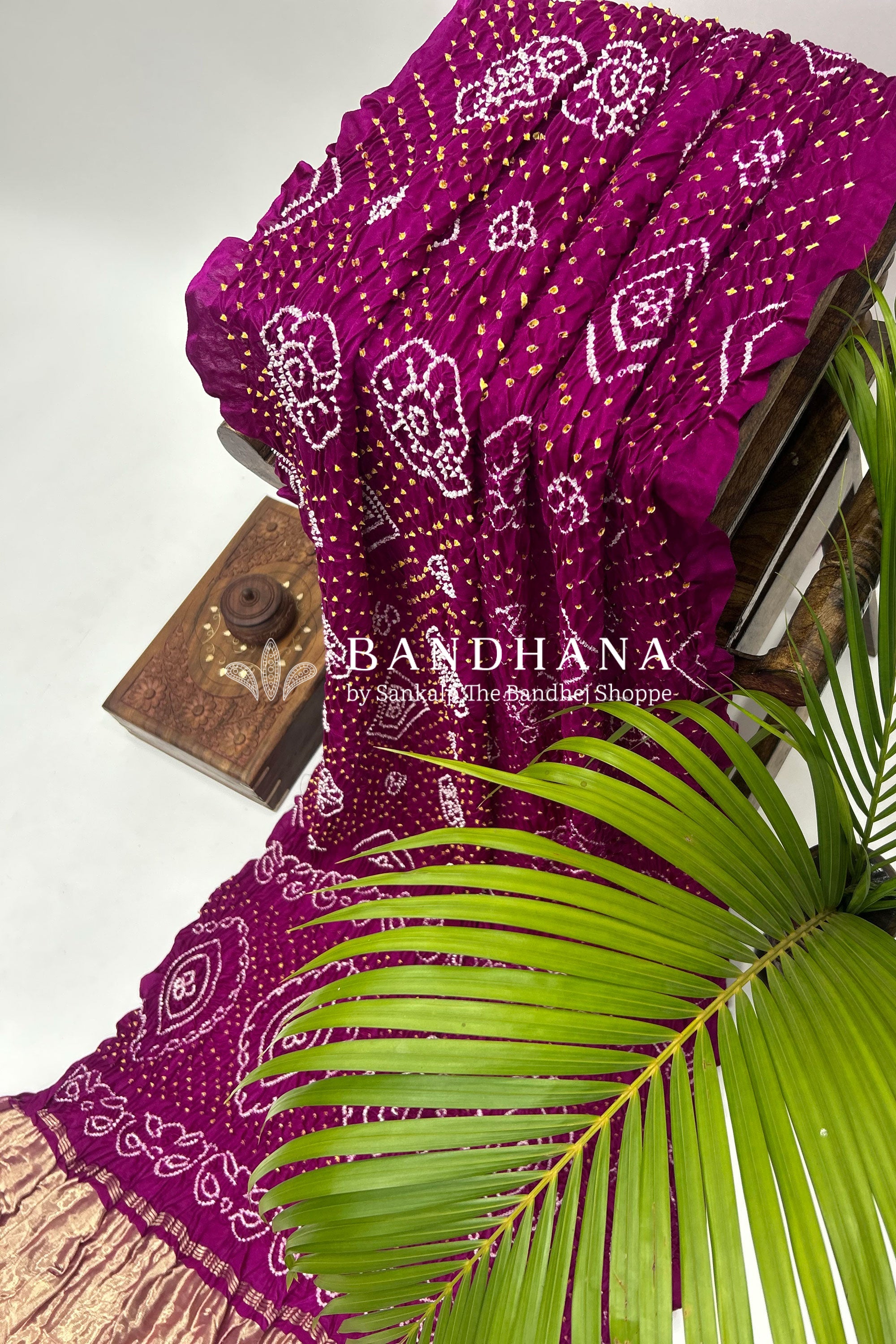 Maganta Gajji Fancy Rai Bandhani Saree Sarees