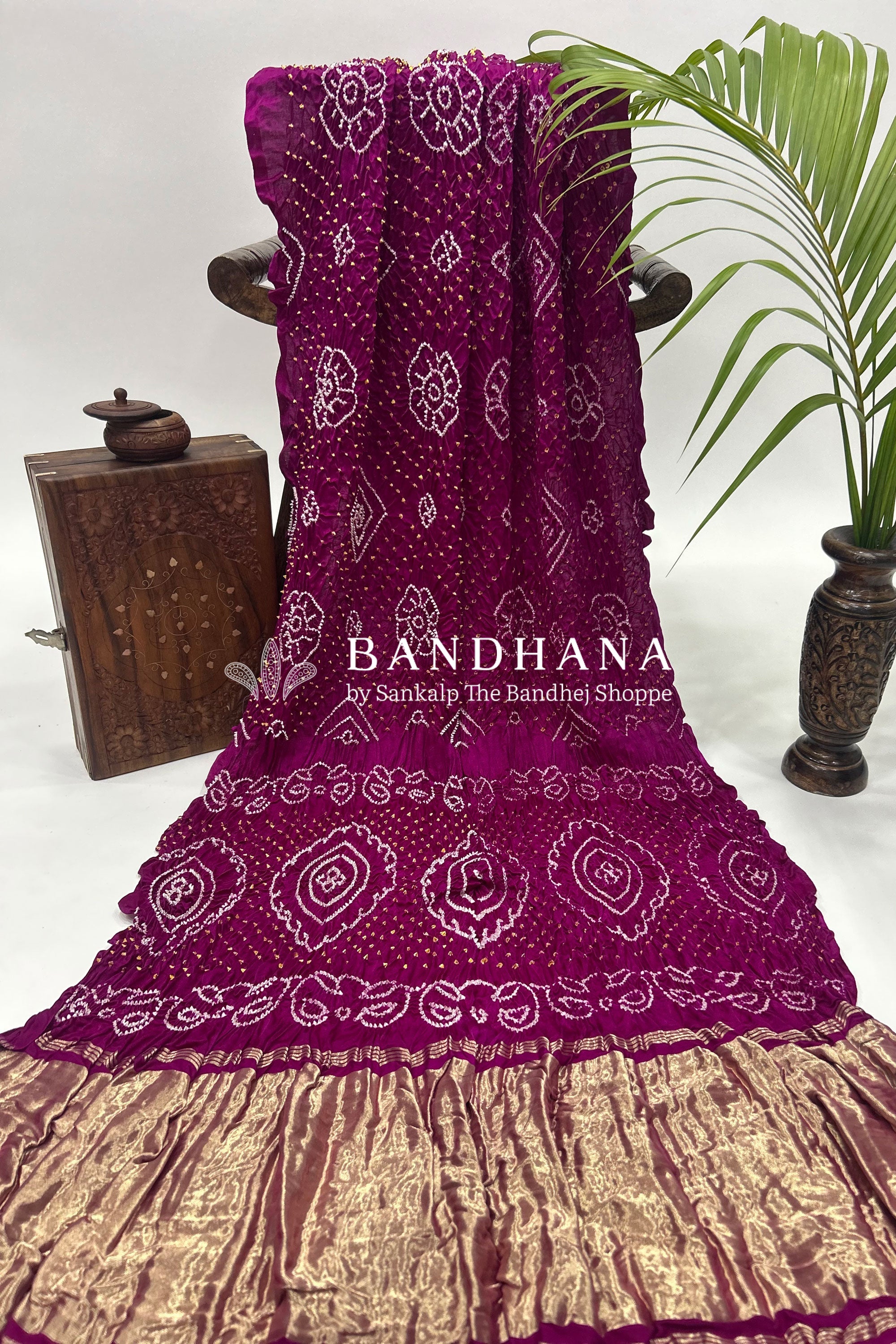 Maganta Gajji Fancy Rai Bandhani Saree Sarees