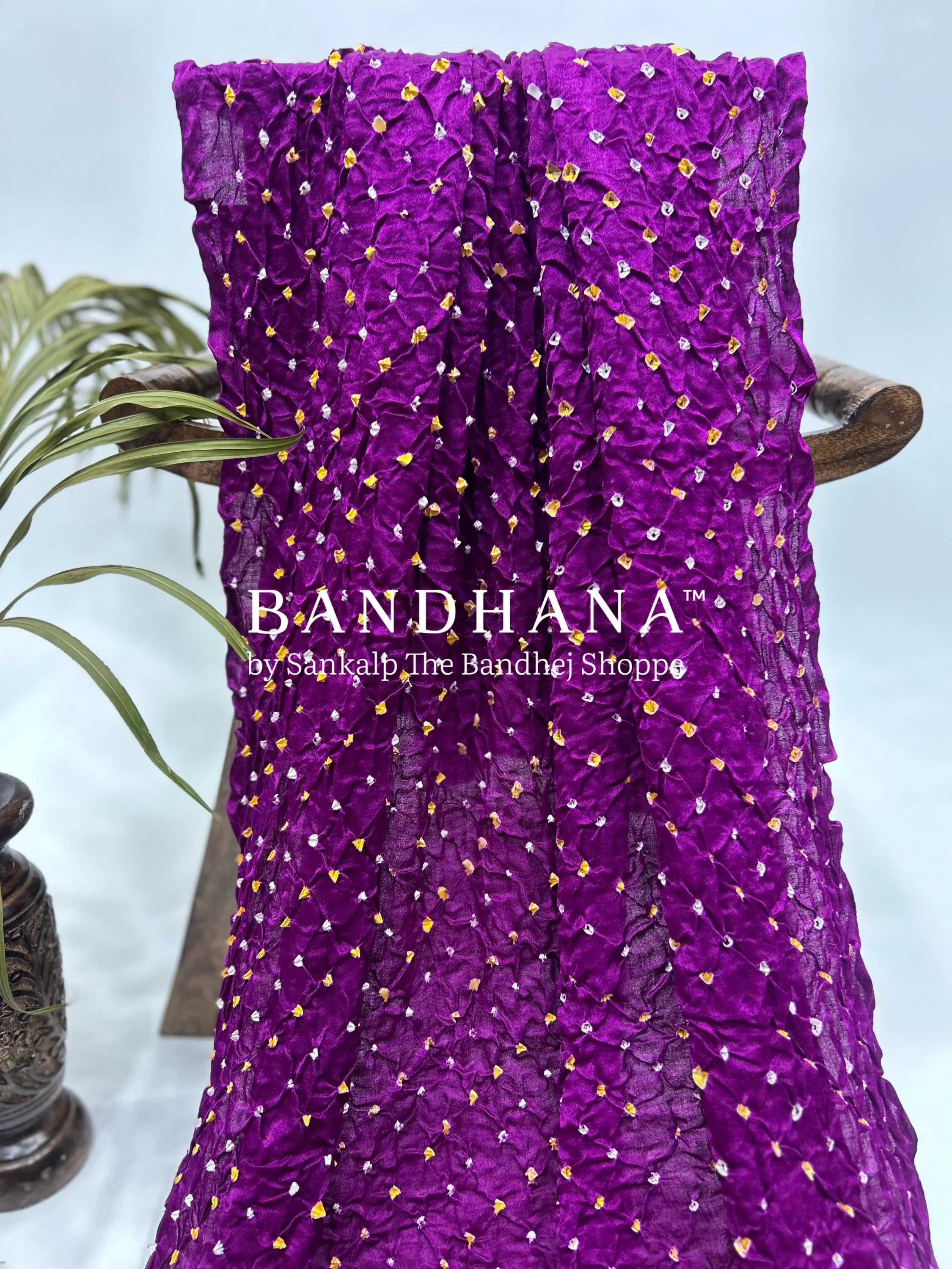 Maganta Gajji Silk Single Dot Bandhani Dupatta Dupattas