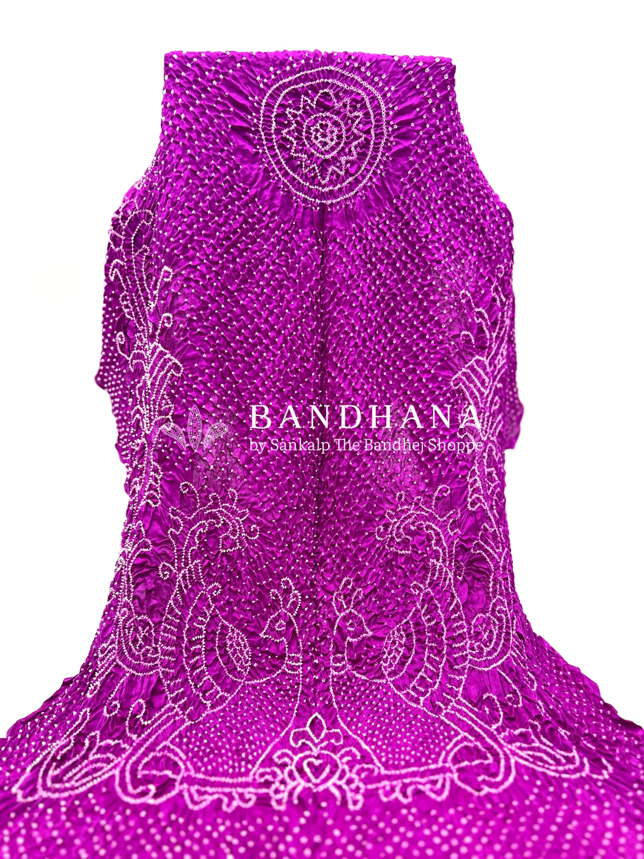 Magenta Gaji Silk Mor Pankh Bandhani Dupatta magenta / Gajji Silk Dupattas