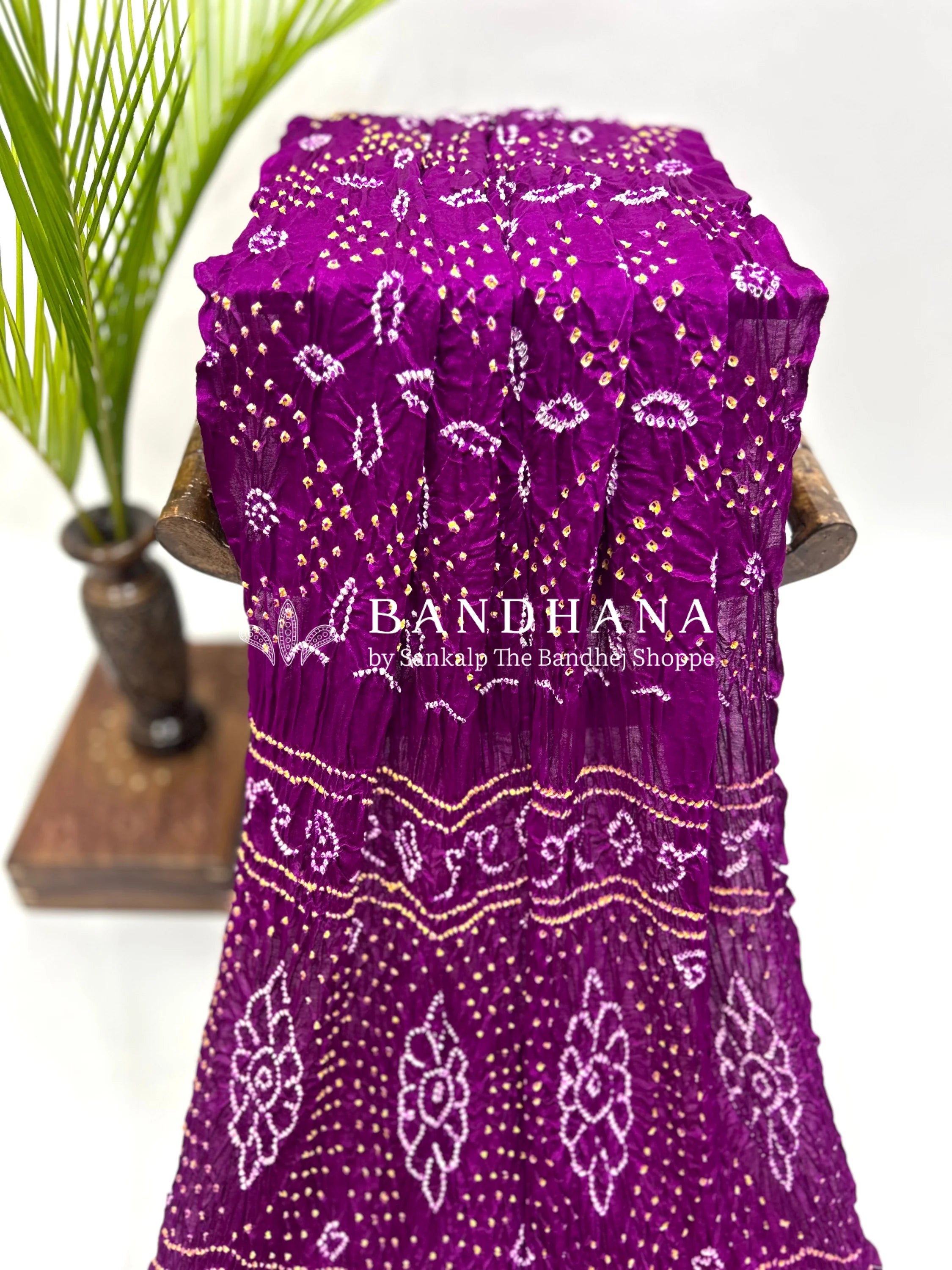 Magenta Gajji Fancy Bandhani Saree Sarees