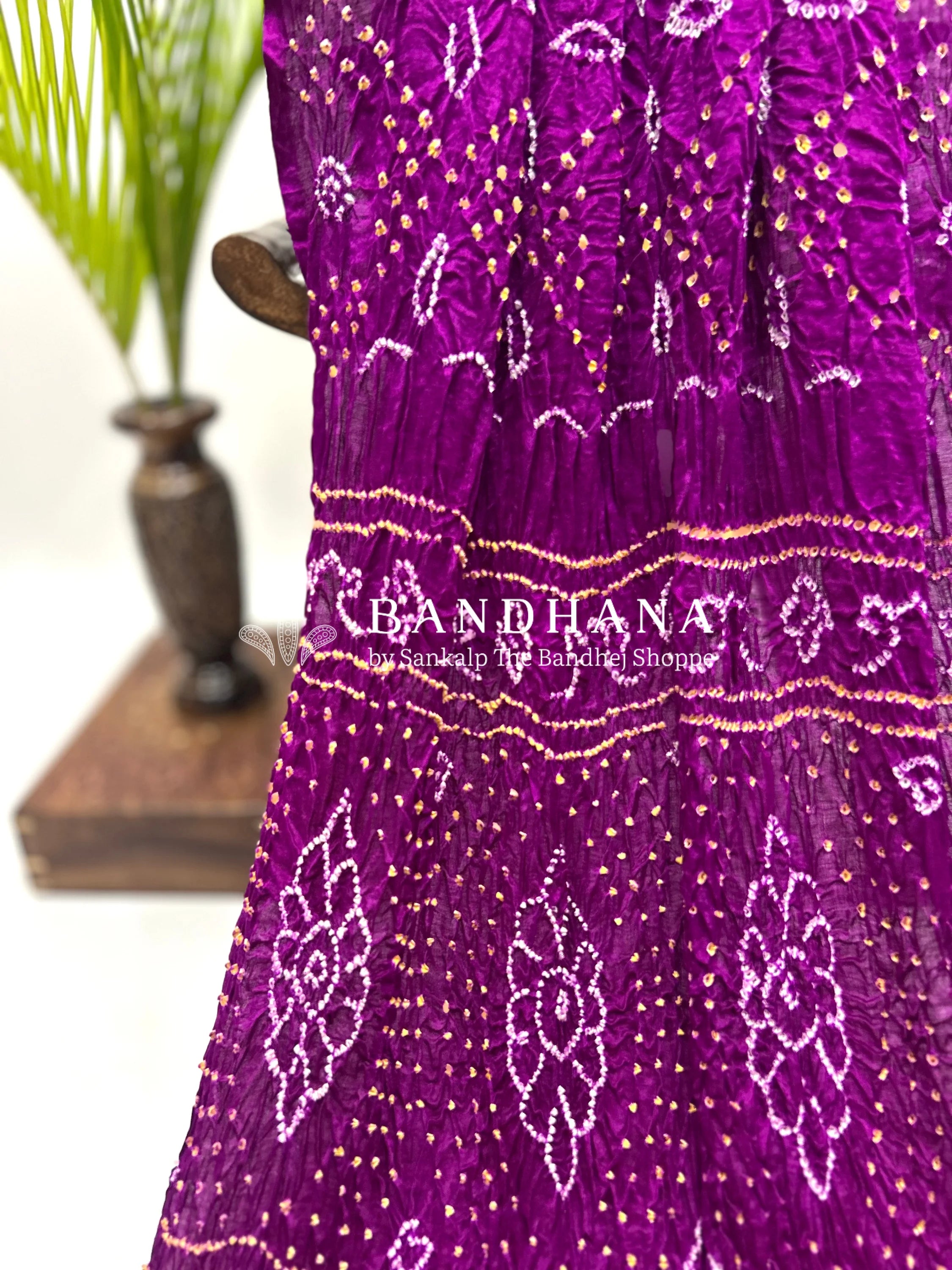 Magenta Gajji Fancy Bandhani Saree Sarees