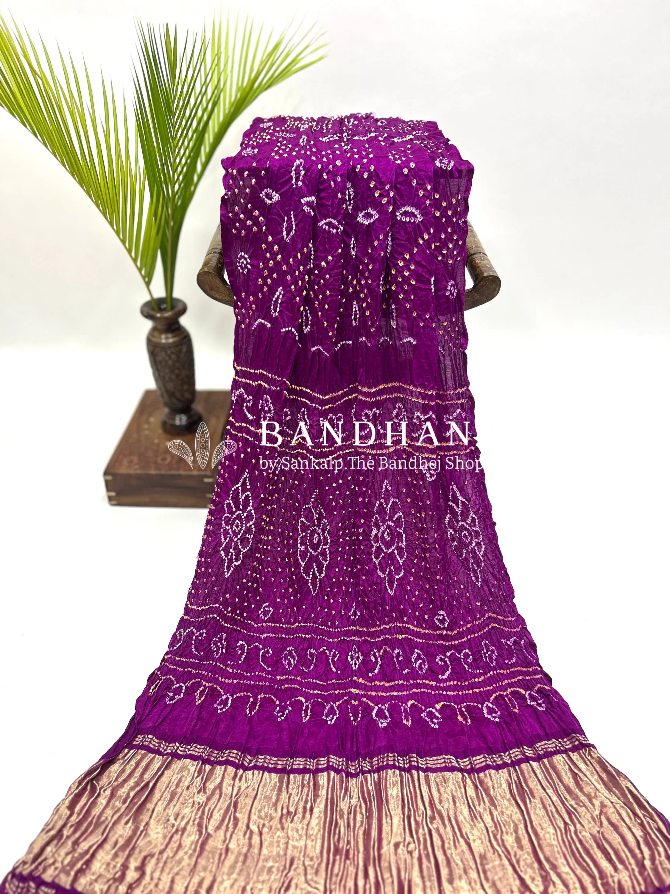 Magenta Gajji Fancy Bandhani Saree Sarees