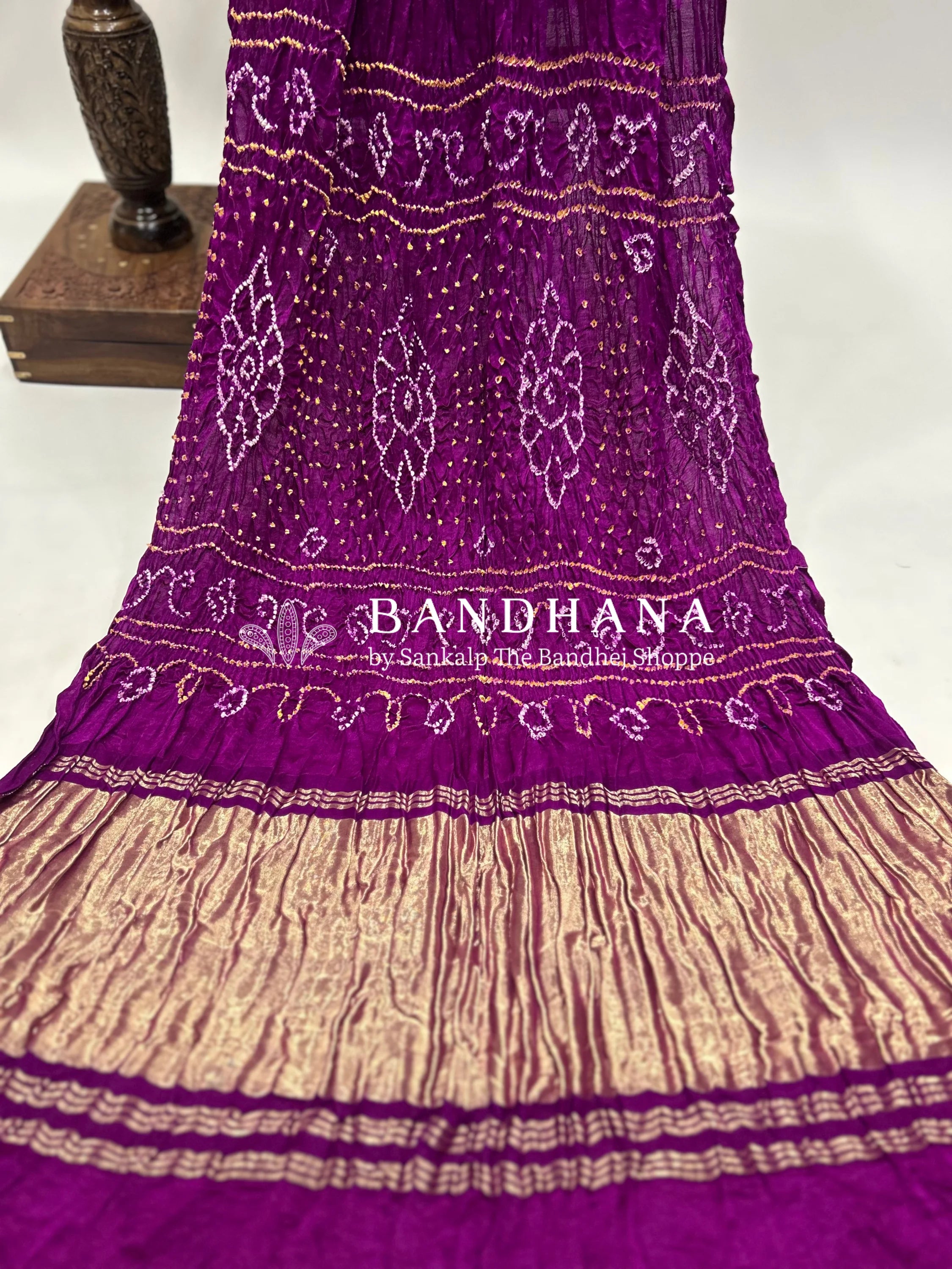 Magenta Gajji Fancy Bandhani Saree Sarees