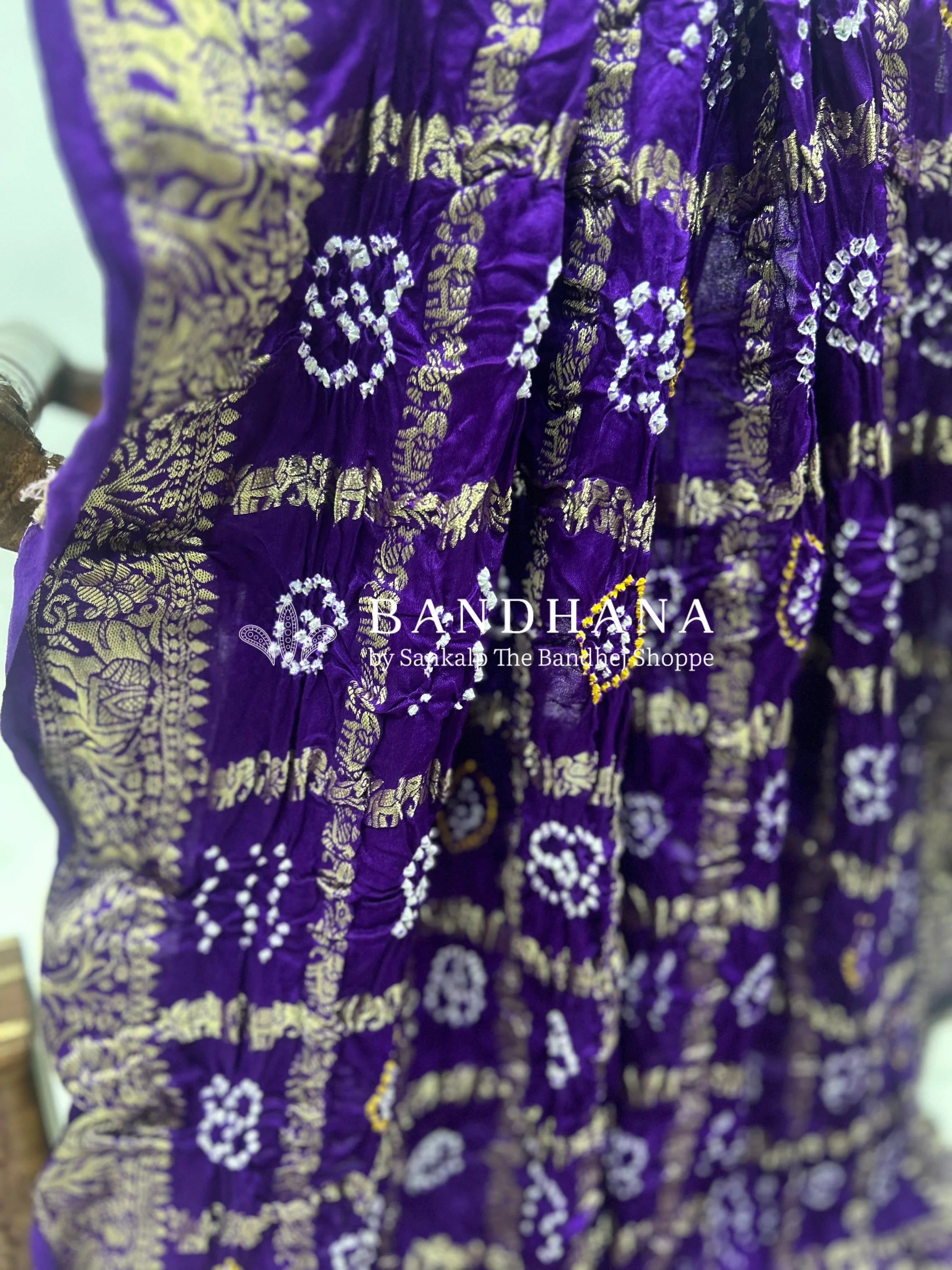 Magenta Gajji Nakshi Gharchola Bandhani Saree Sarees