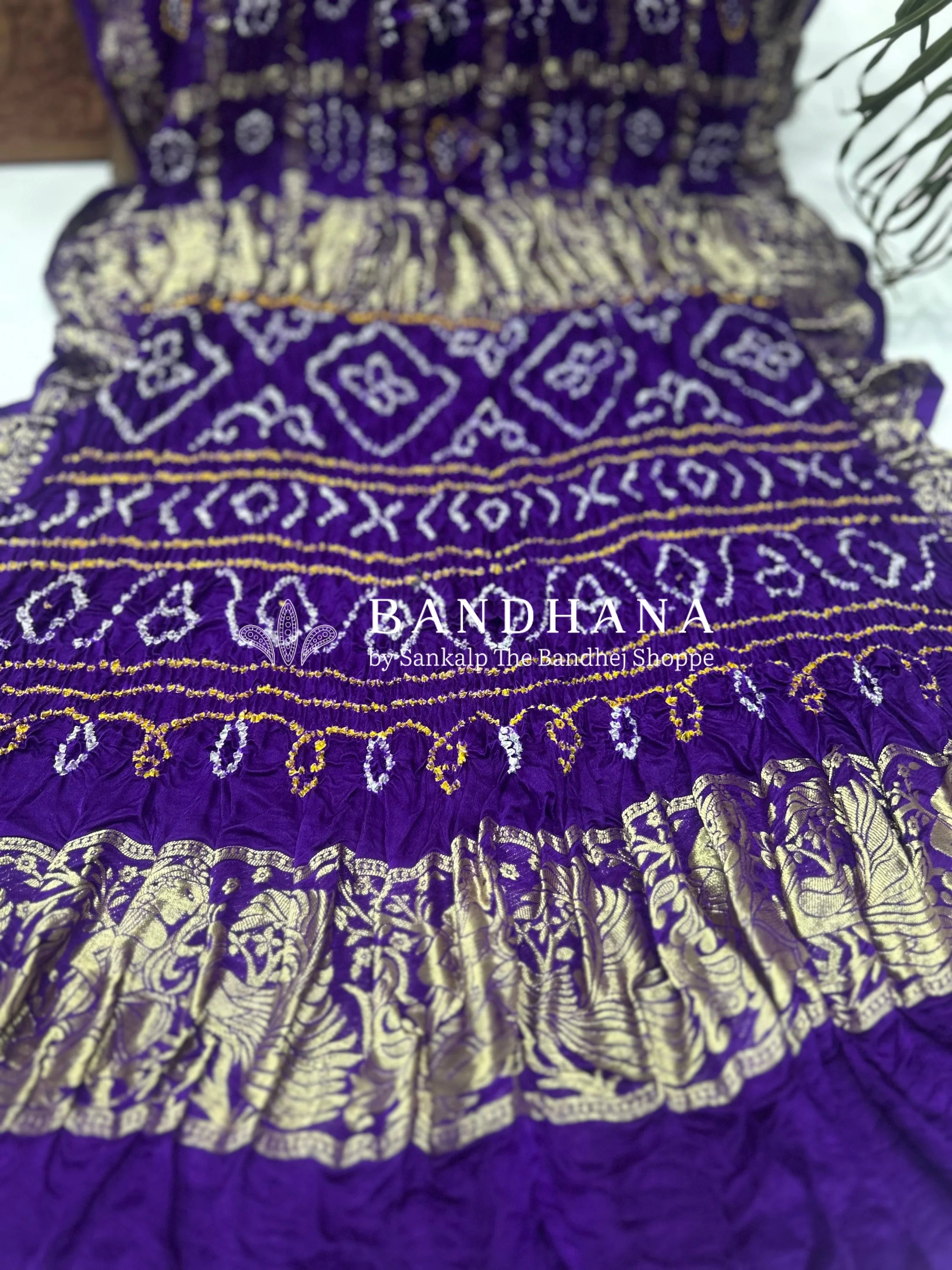 Magenta Gajji Nakshi Gharchola Bandhani Saree Sarees
