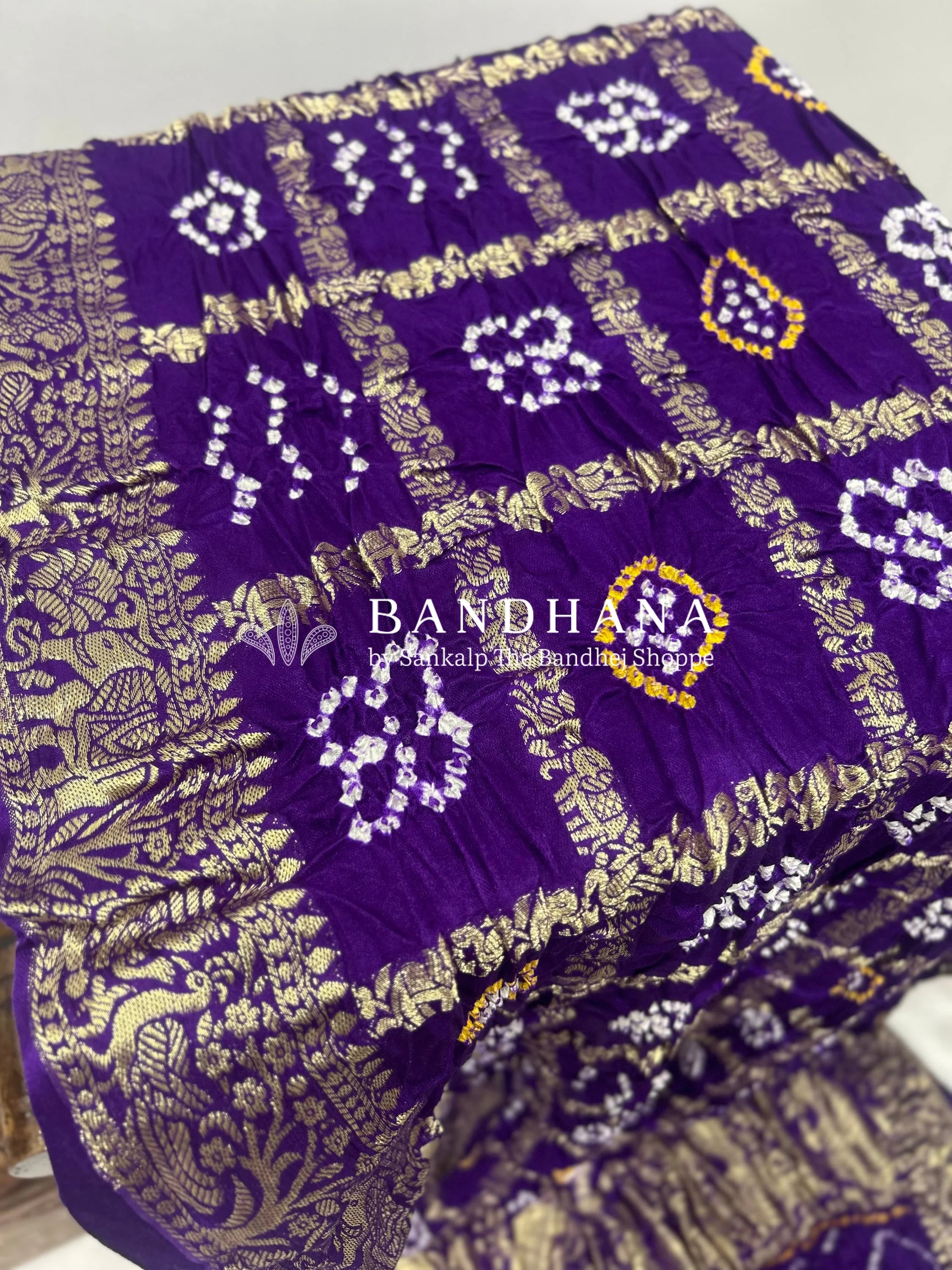 Magenta Gajji Nakshi Gharchola Bandhani Saree Sarees