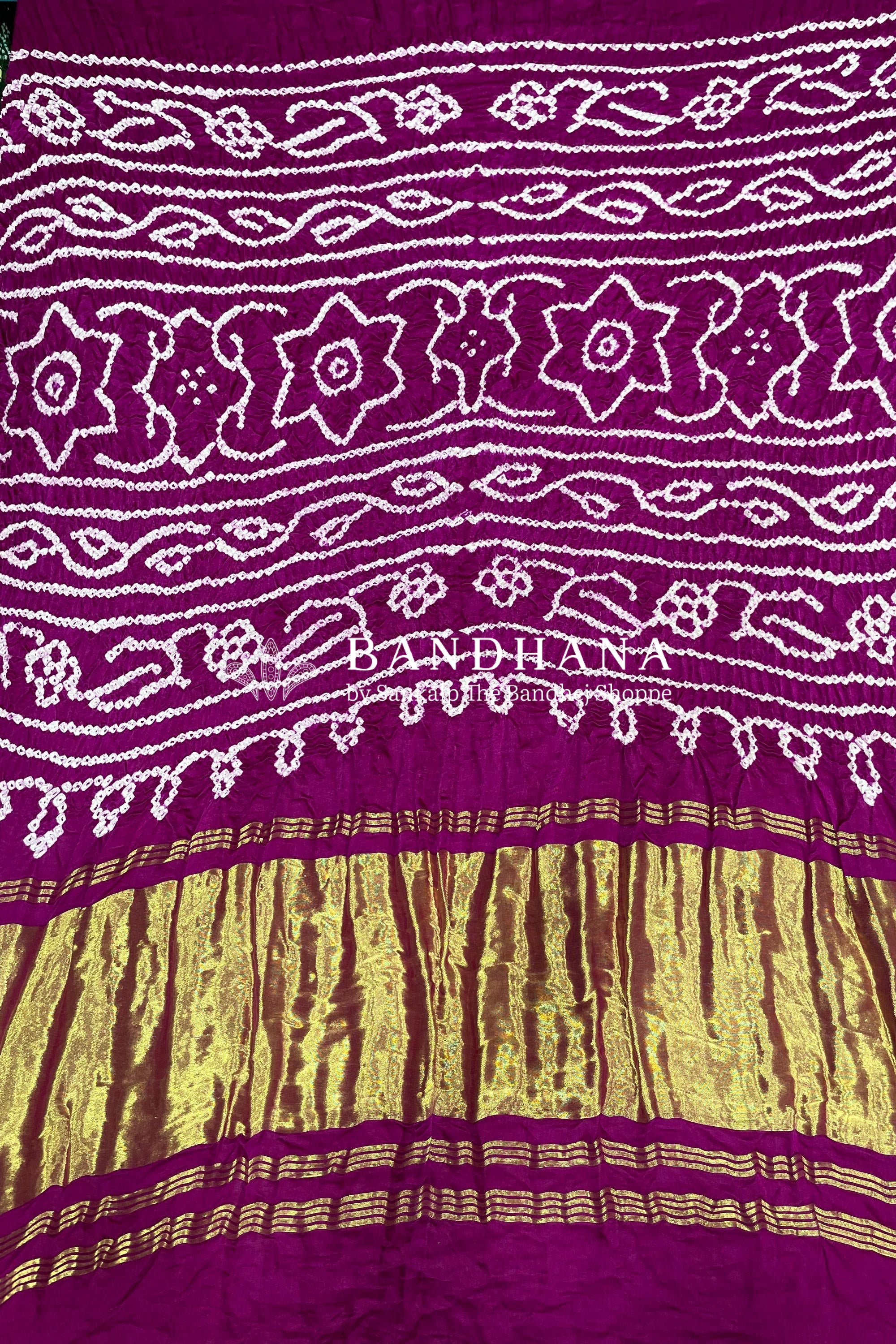 Magenta Gajji Silk All Over Bandhani Lagdipatta Blouse Pics