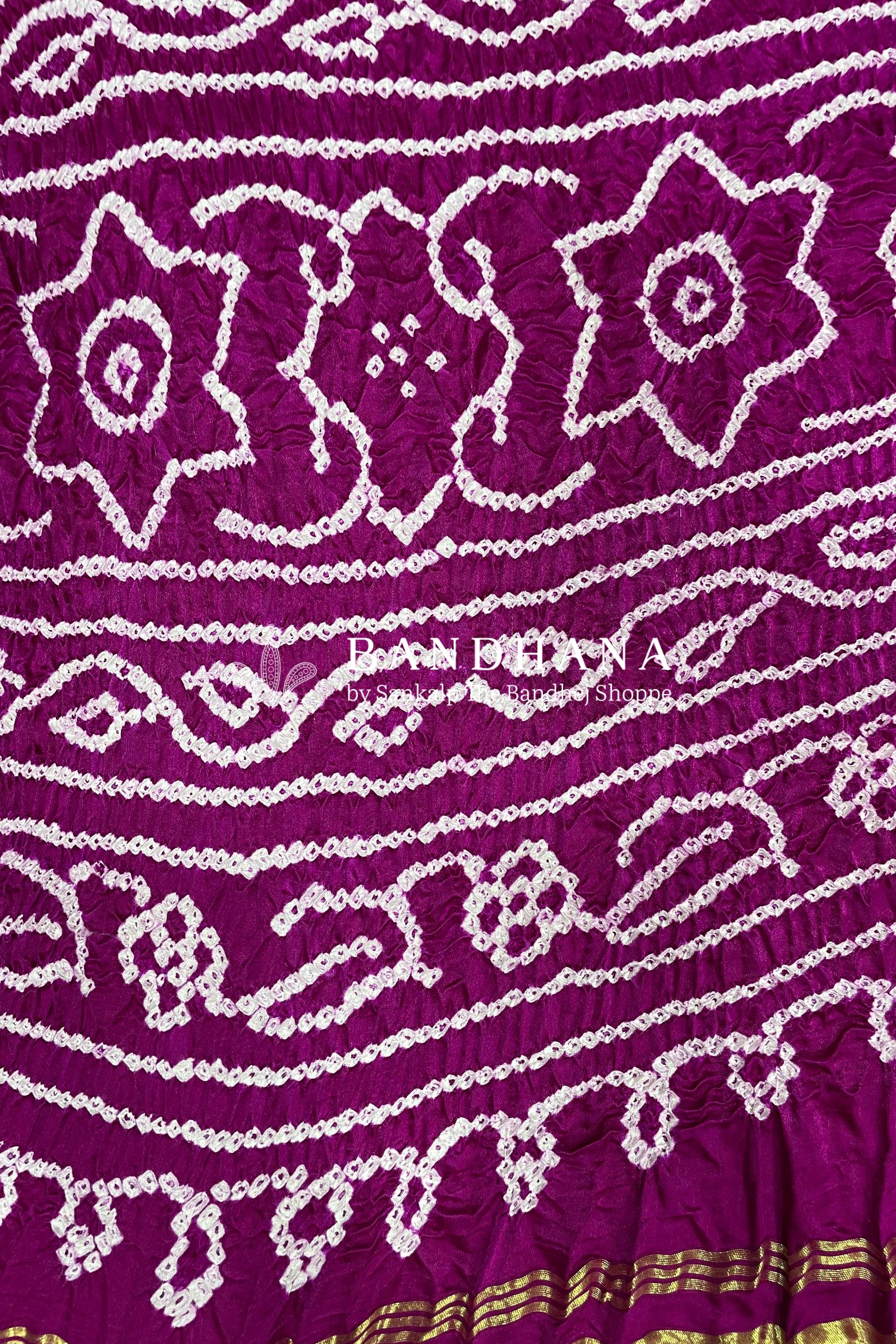 Magenta Gajji Silk All Over Bandhani Lagdipatta Blouse Pics