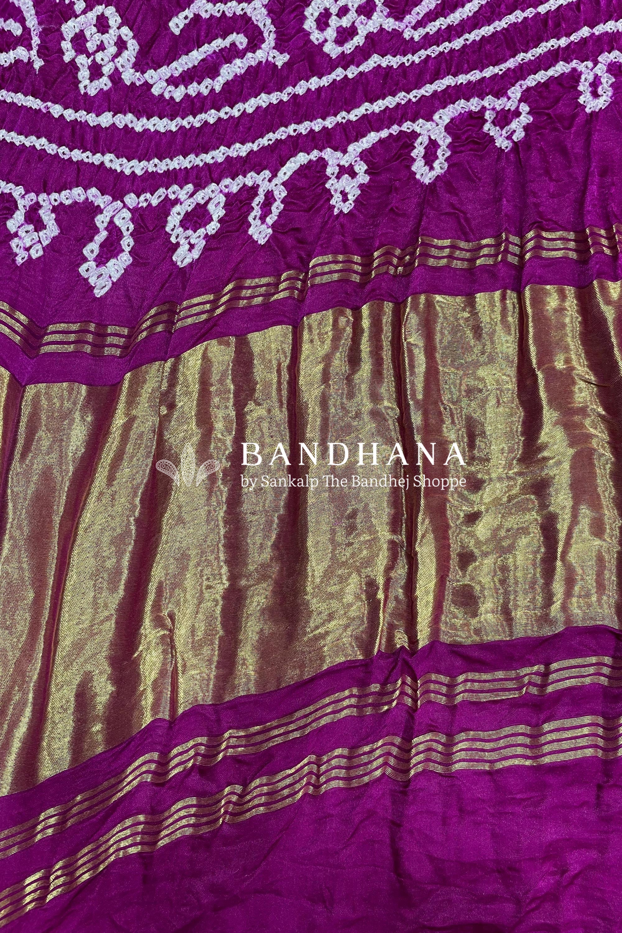 Magenta Gajji Silk All Over Bandhani Lagdipatta Blouse Pics