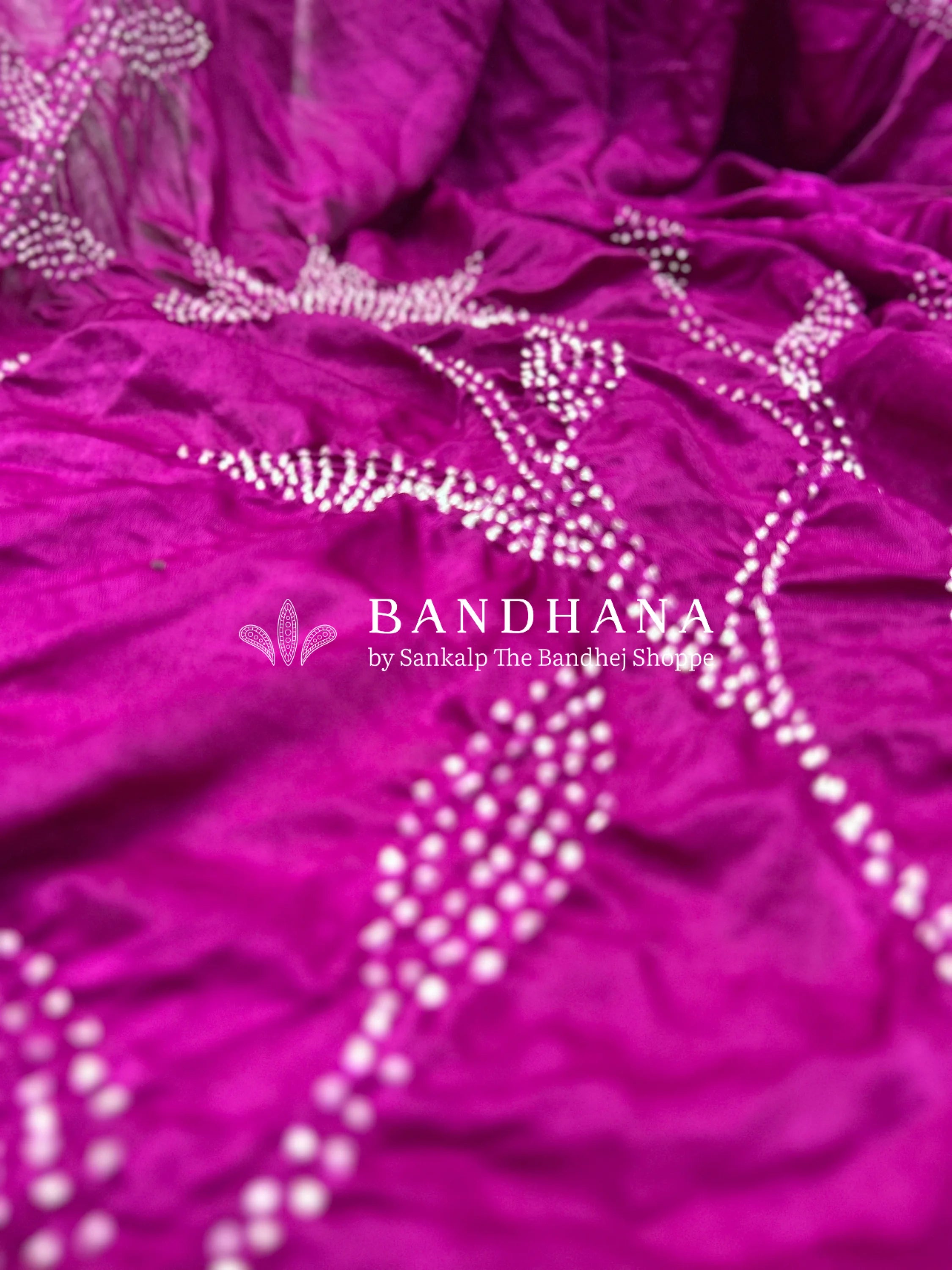 Magenta Gajji Silk Gala Bandhani Saree Sarees