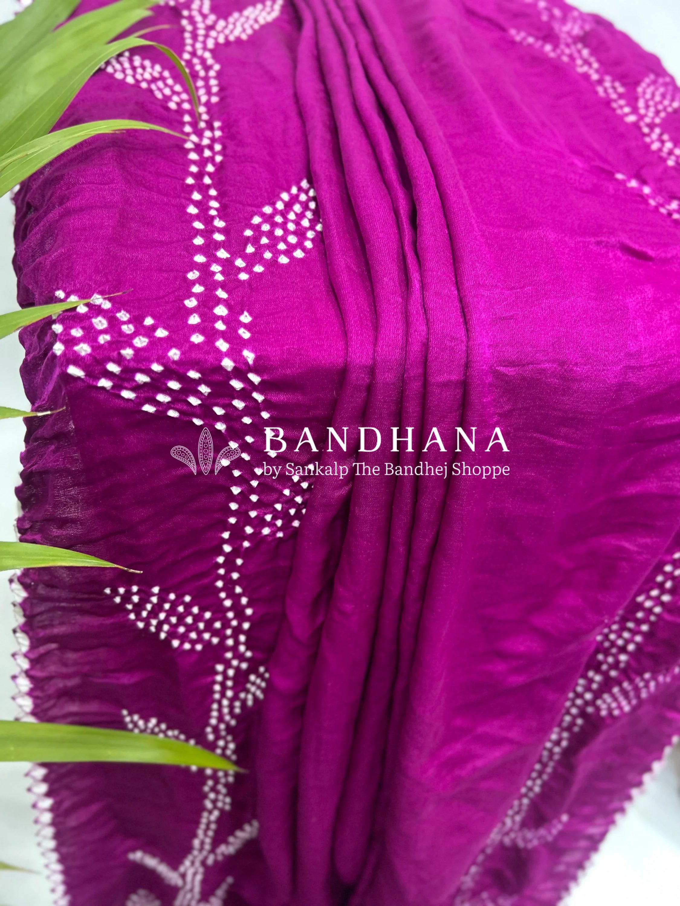 Magenta Gajji Silk Gala Bandhani Saree Sarees