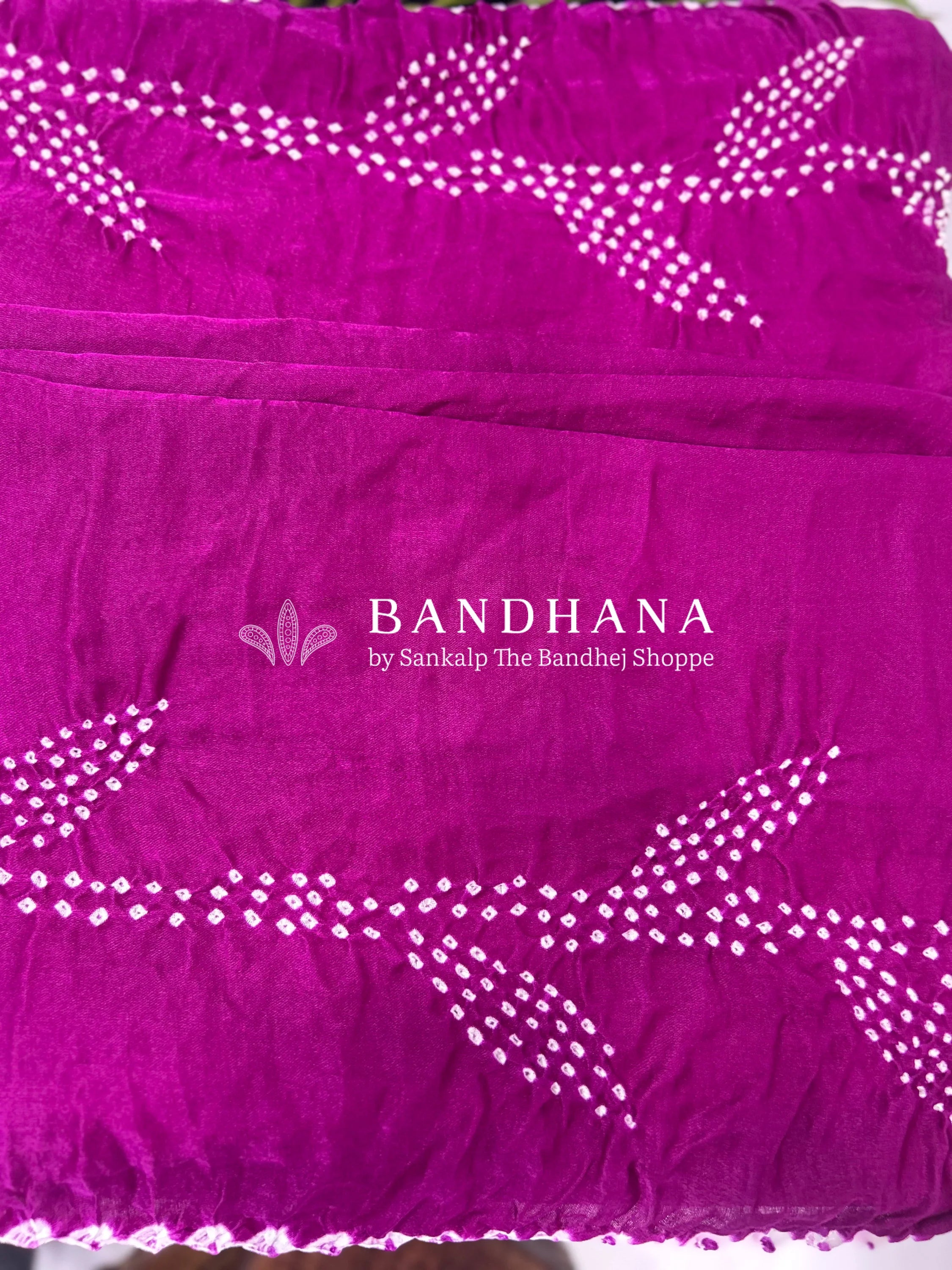 Magenta Gajji Silk Gala Bandhani Saree Sarees