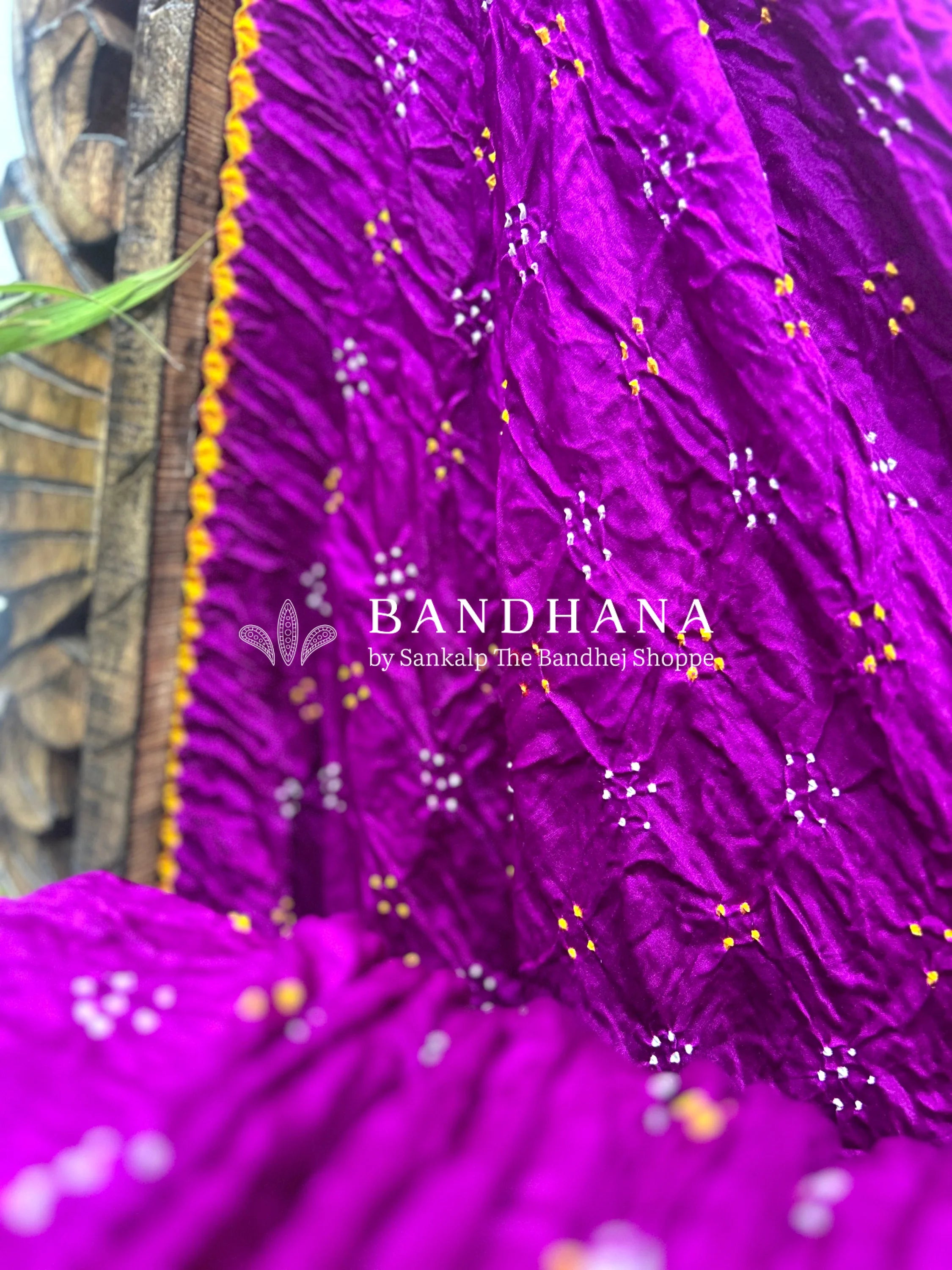 Magenta Mor Palav Gajji Designer Bandhani Saree Sarees