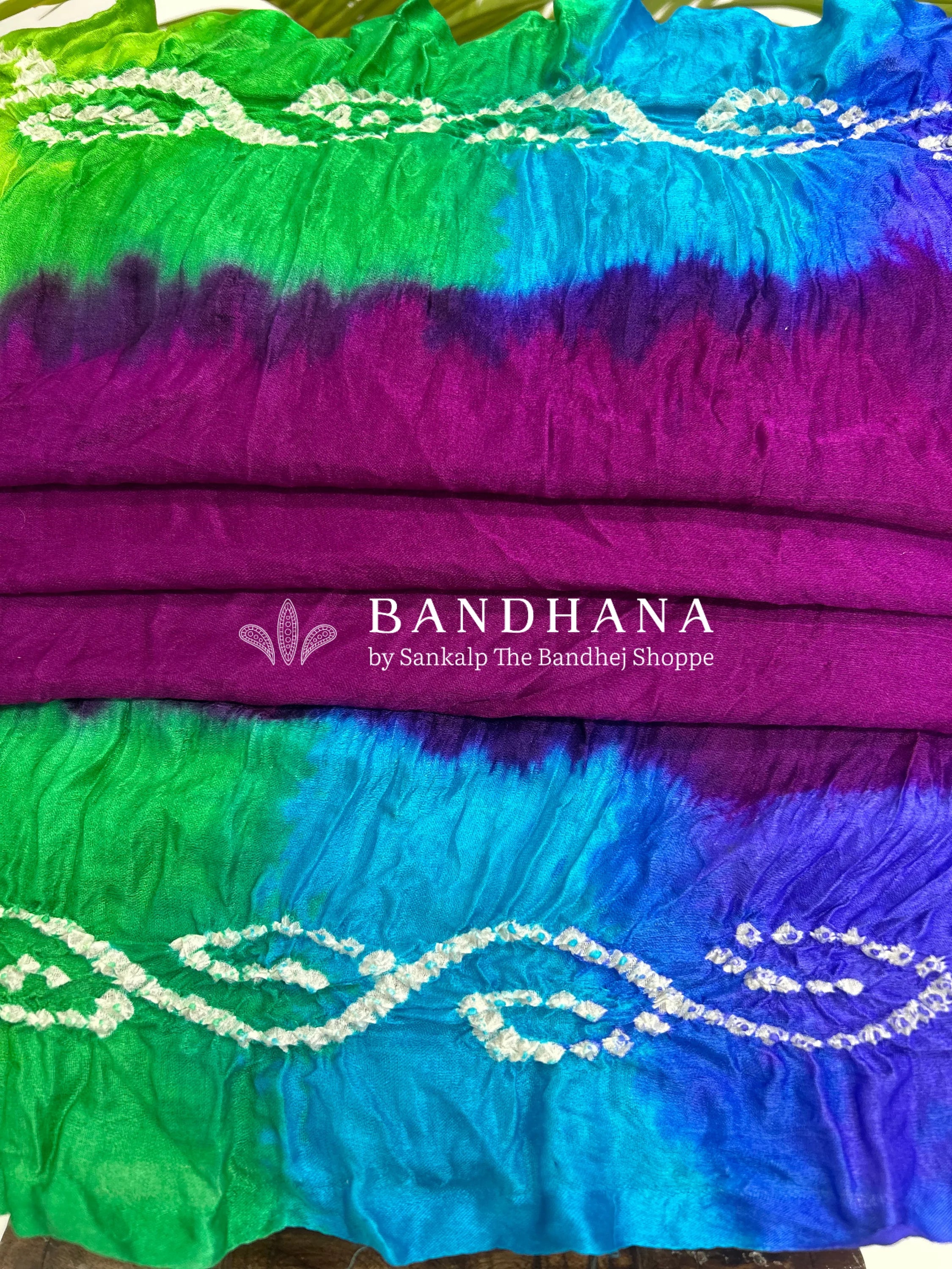 Magenta Multi Colour Palav Gajji Silk Single Dot Bandhani Saree Sarees