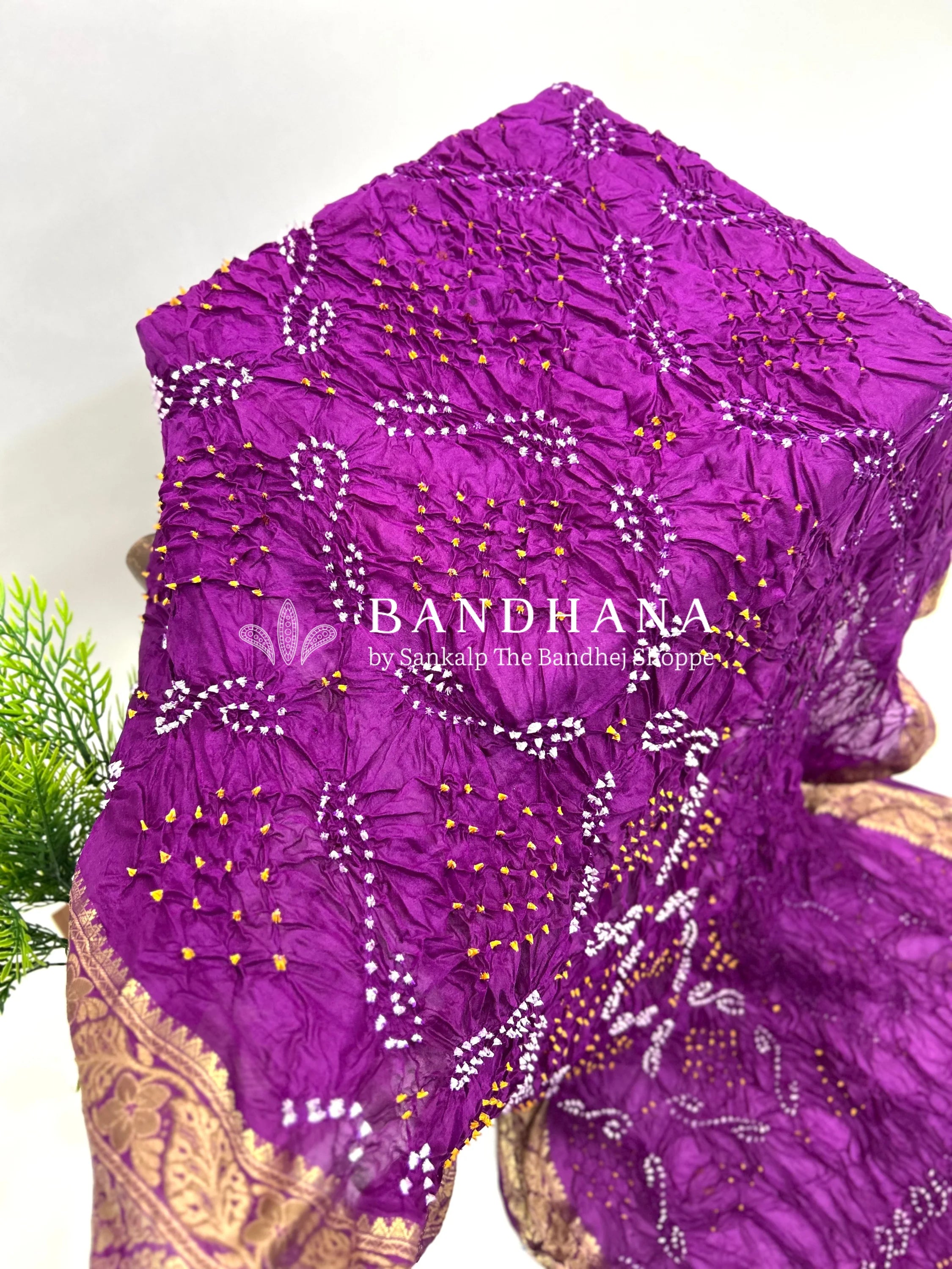 Magenta Soft Silk Resham Border Bandhani Saree darkmagenta / Soft Silk Sarees