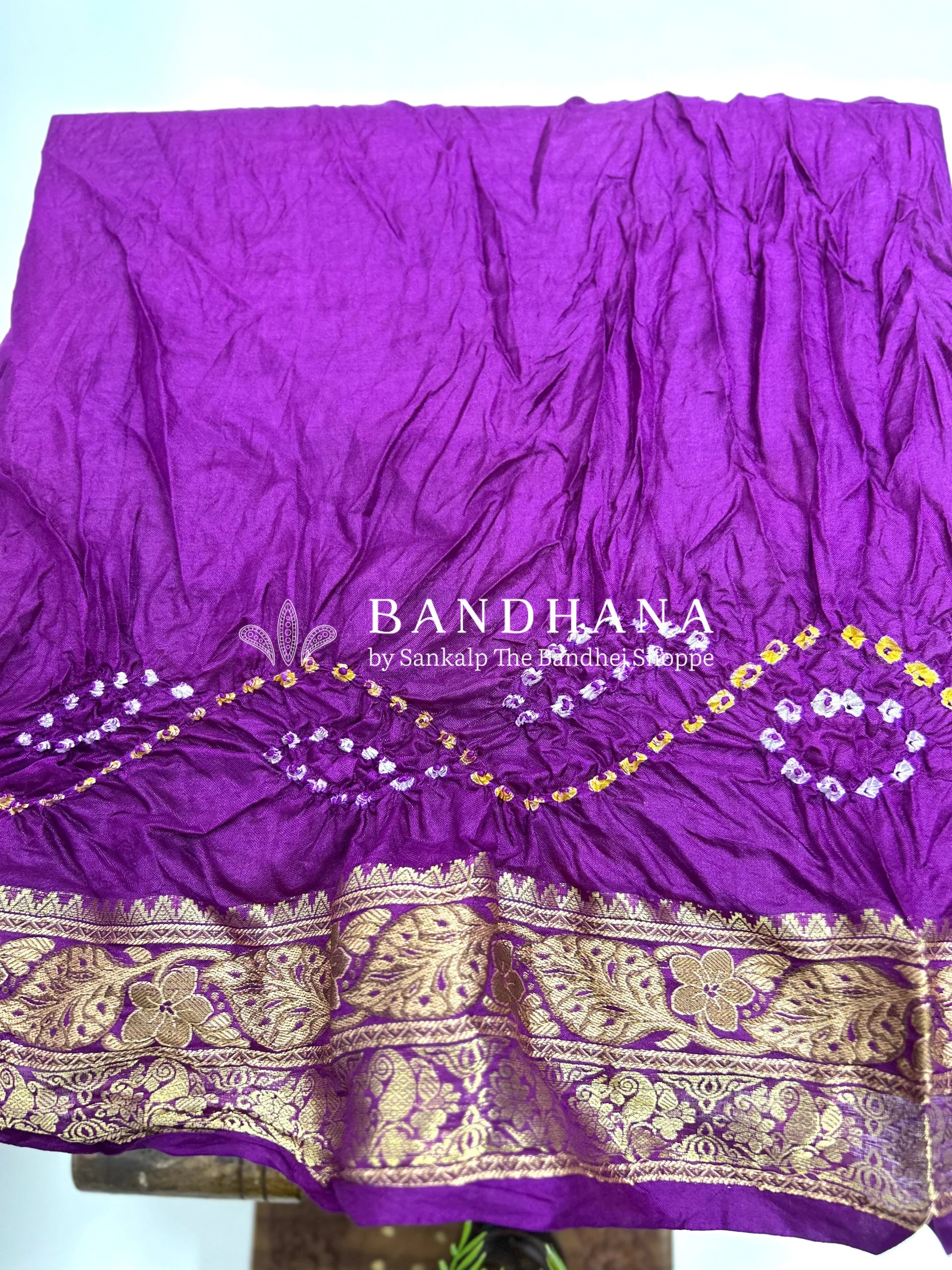 Magenta Soft Silk Resham Border Bandhani Saree darkmagenta / Soft Silk Sarees