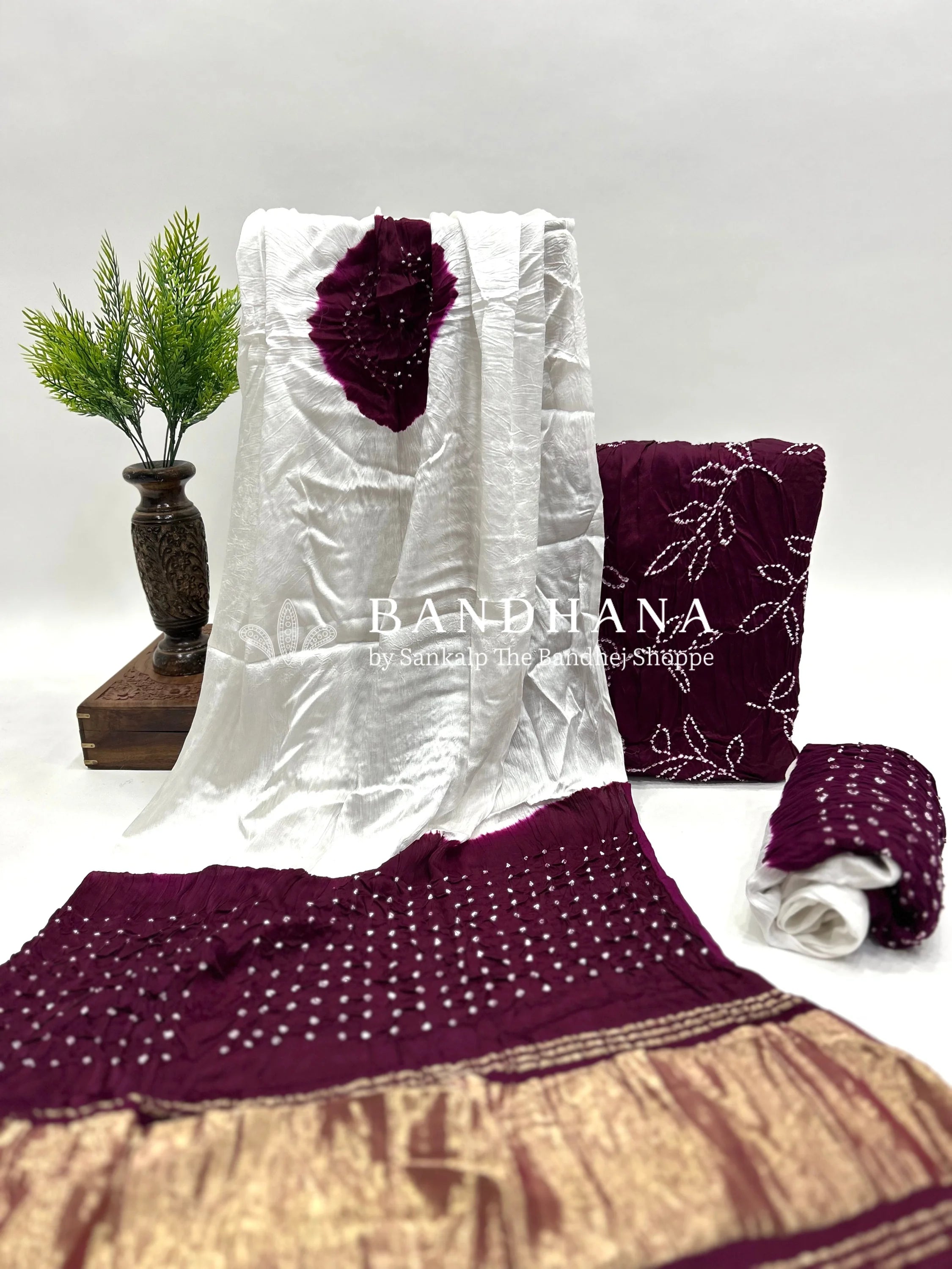 Magenta-White Modal Ambadaal Dress Material darkmagenta / Modal Silk Dresses