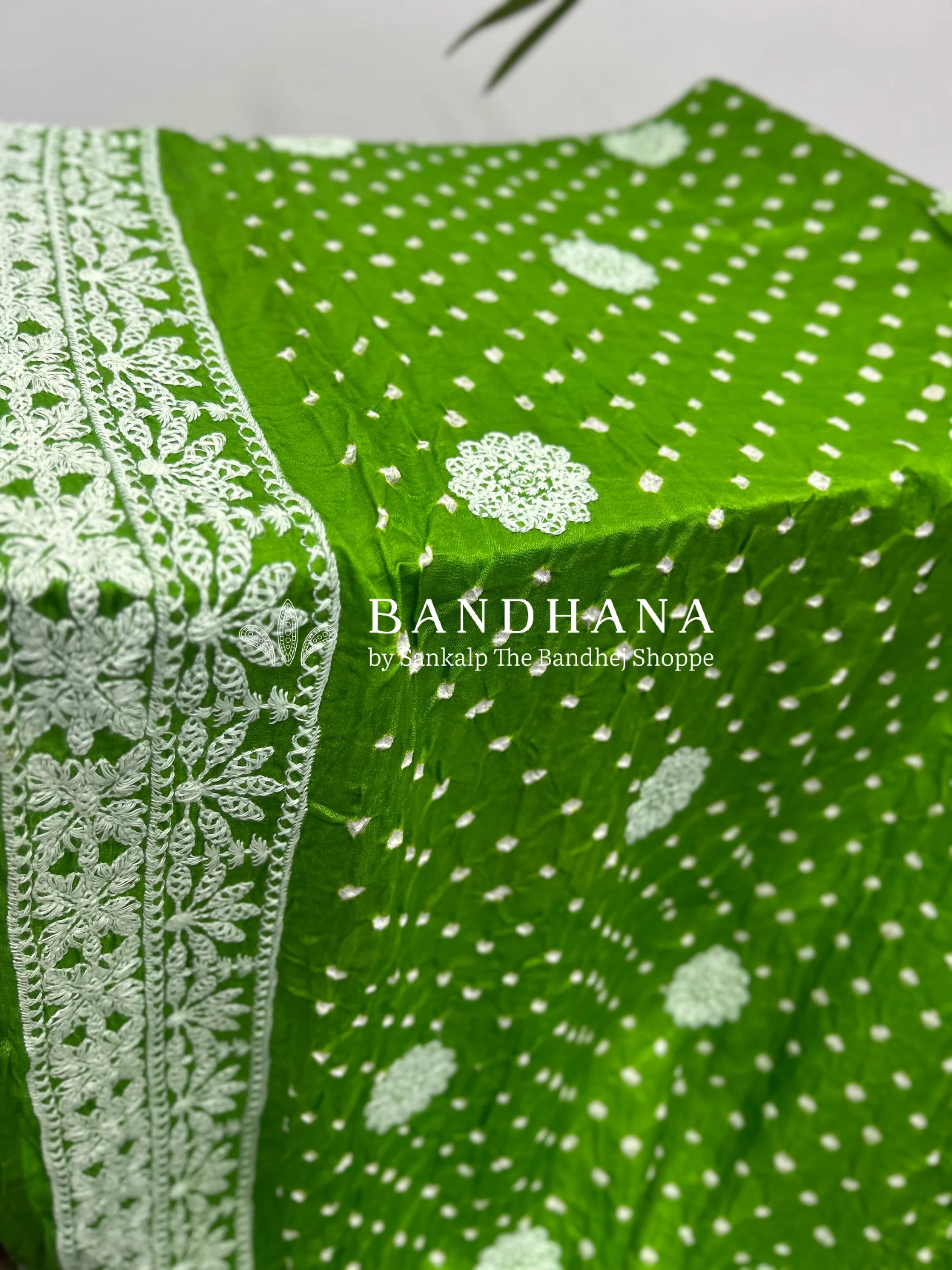 Green Traditional Bliss Bandhani Drape Saree Sarees