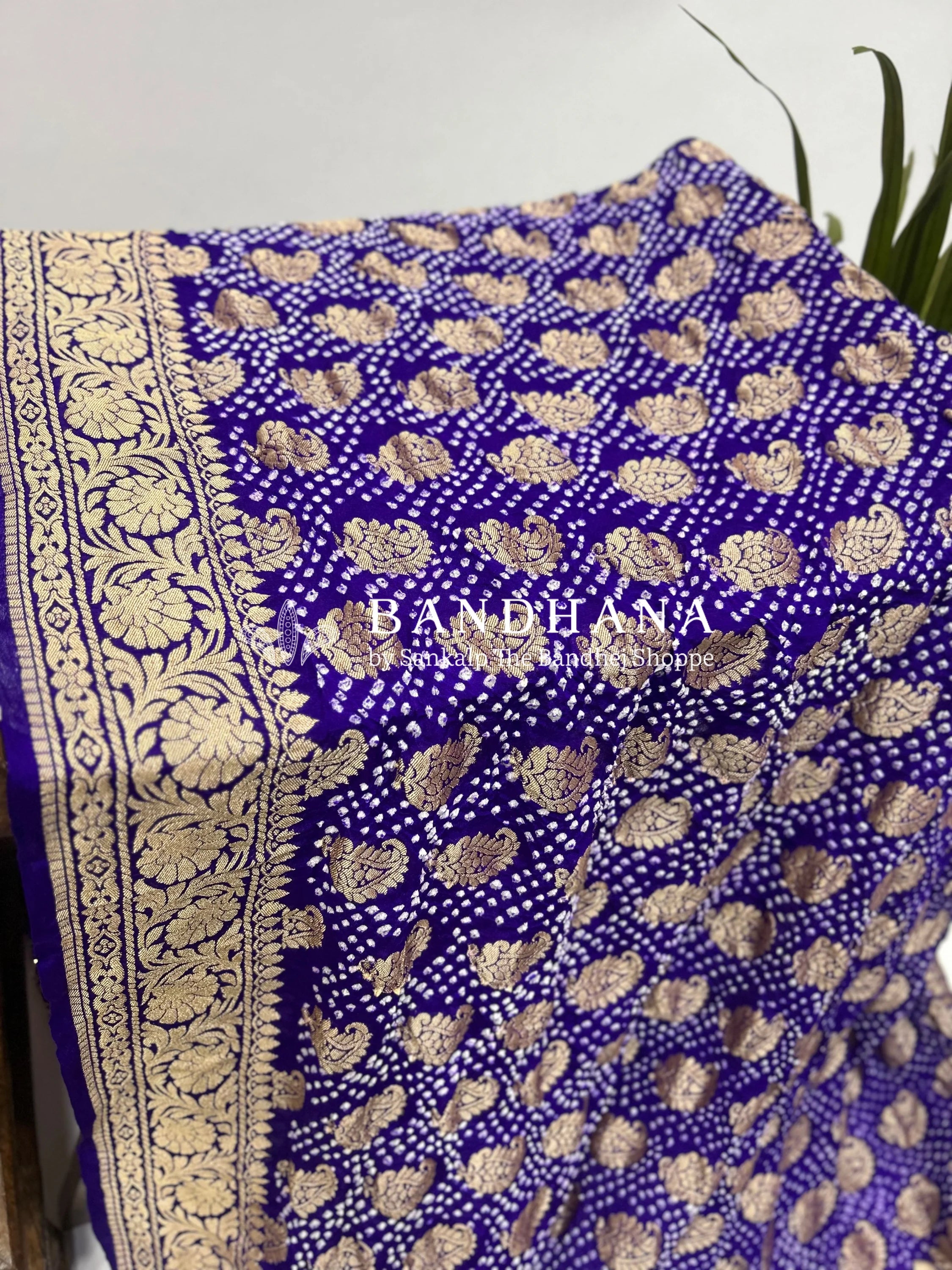 Majestic Purple Bandhani Bridal Saree Sarees