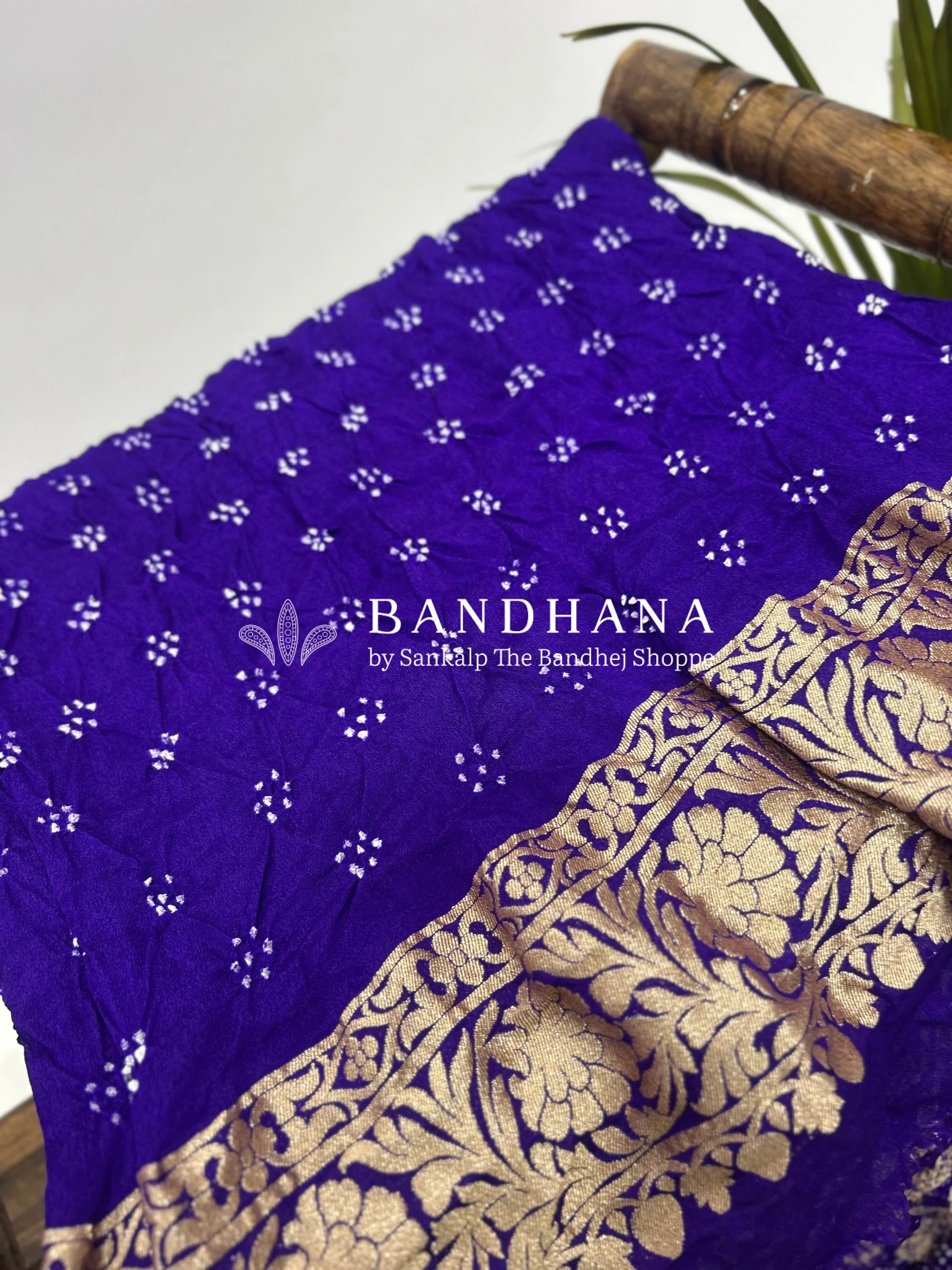 Majestic Purple Bandhani Bridal Saree Sarees
