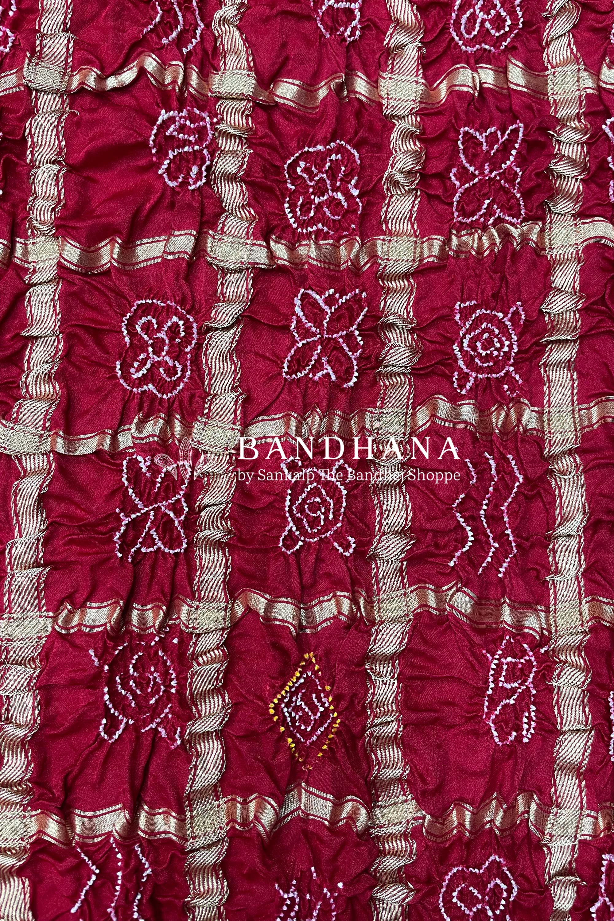 Maroon Color Garchola Gajji Silk All Over Chex With Bandhani Lagdipatta Blouse Piece